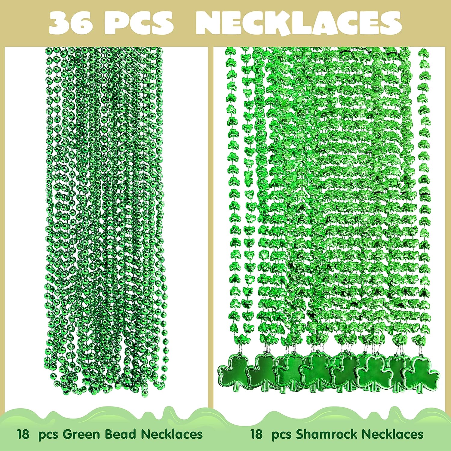 36 Pack St. Patrick's Day Necklace Set
