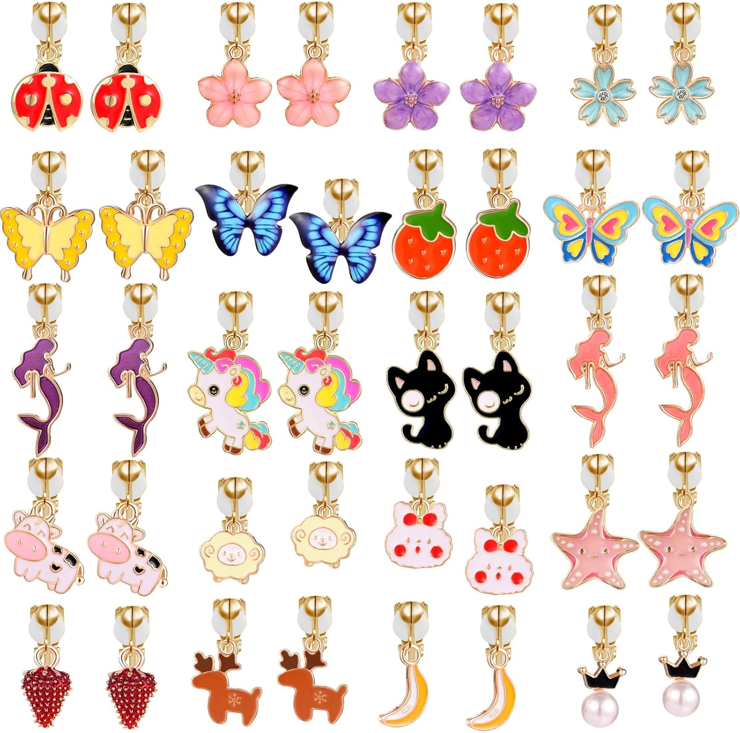 20 Pairs Clip On Earrings for Girls