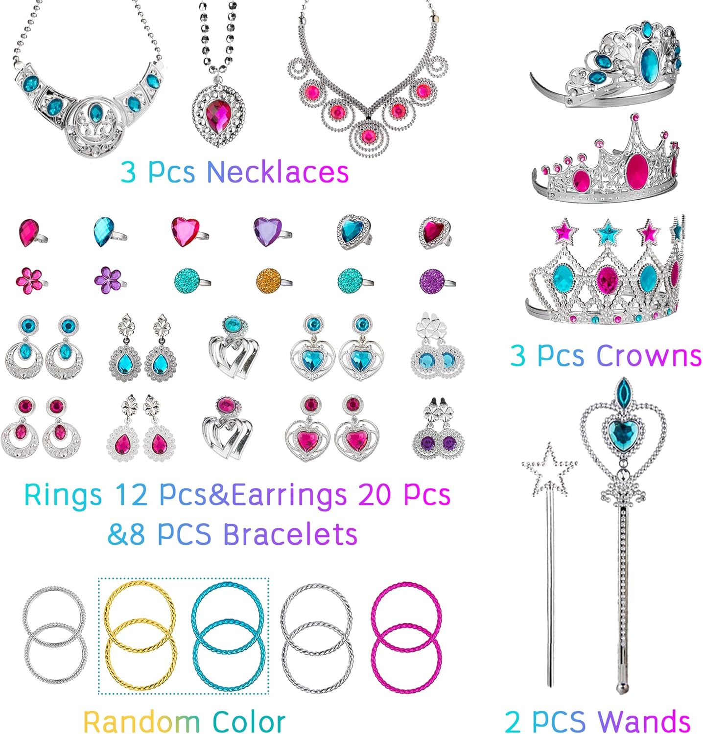 51 Pieces Princess Jewelry Toys Set