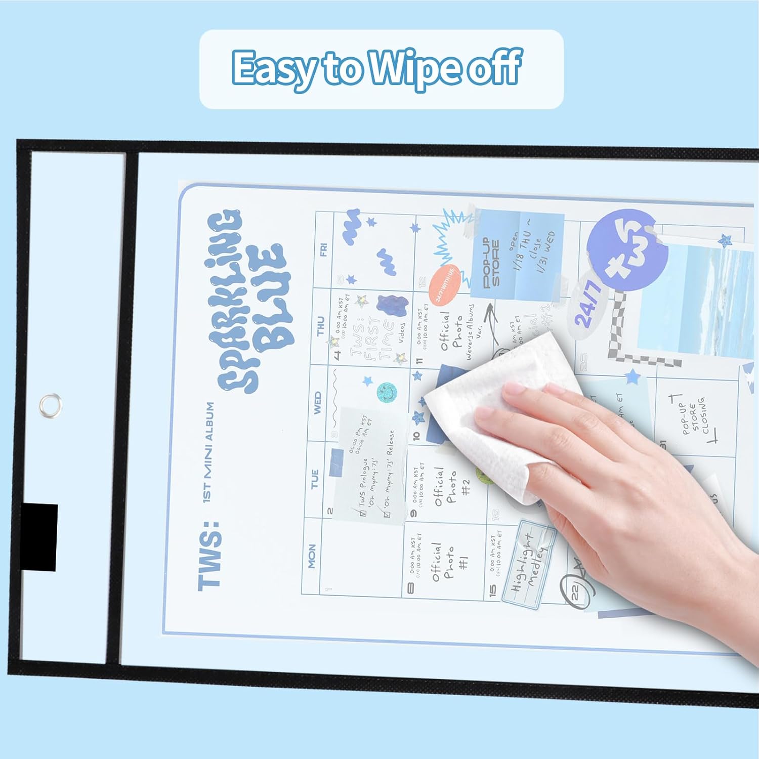 6 Piece Dry Erase Pocket Sleeve, Black, Work Ticket Holder (25.4 cm * 33.0 cm), Reusable Plastic Sleeve for Teacher's Classroom