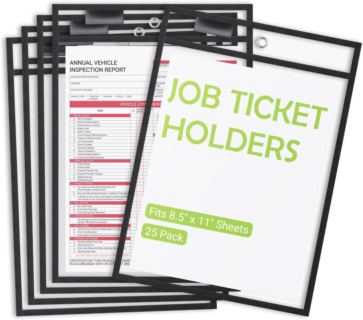 suituts 25 Piece Work Ticket Holder 25.40 x 33.02 cm - Dry Erase Pocket Sleeve Shop Ticket Holder Reusable Plastic Pocket Protector for Files, Teacher Supplies