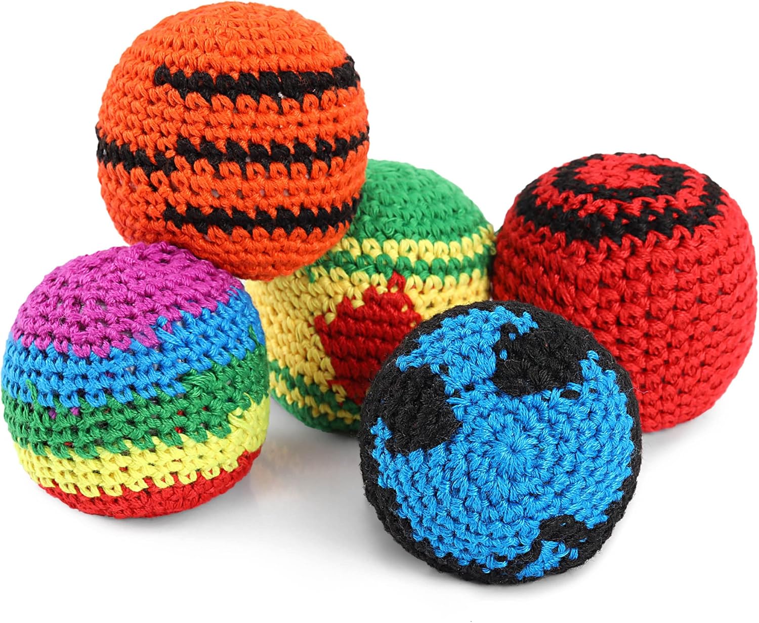 5 Pack Ball Bag, Mixed Color Knit Kickball
