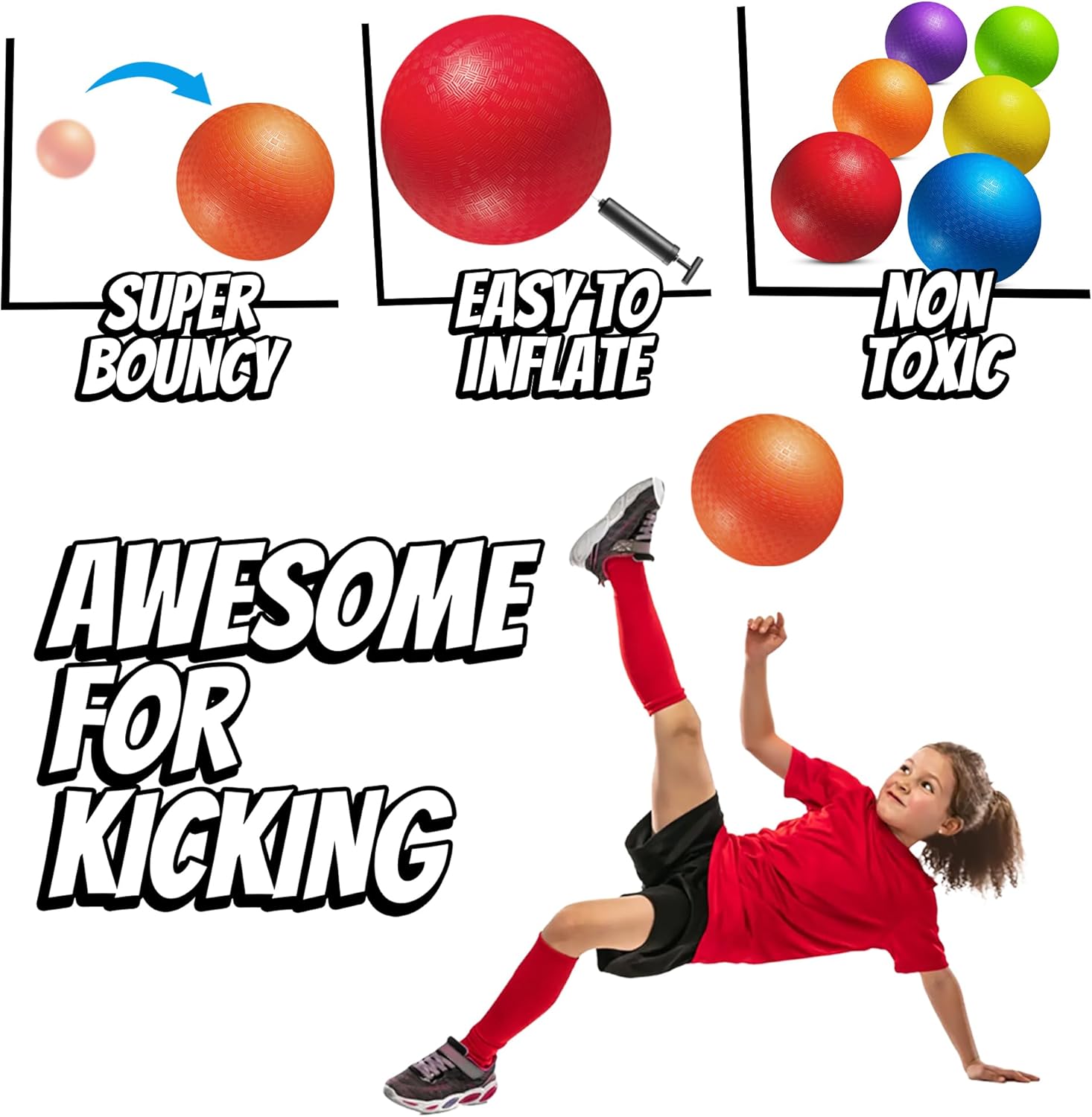 6 Pack Inflatable Rubber Playground Balls