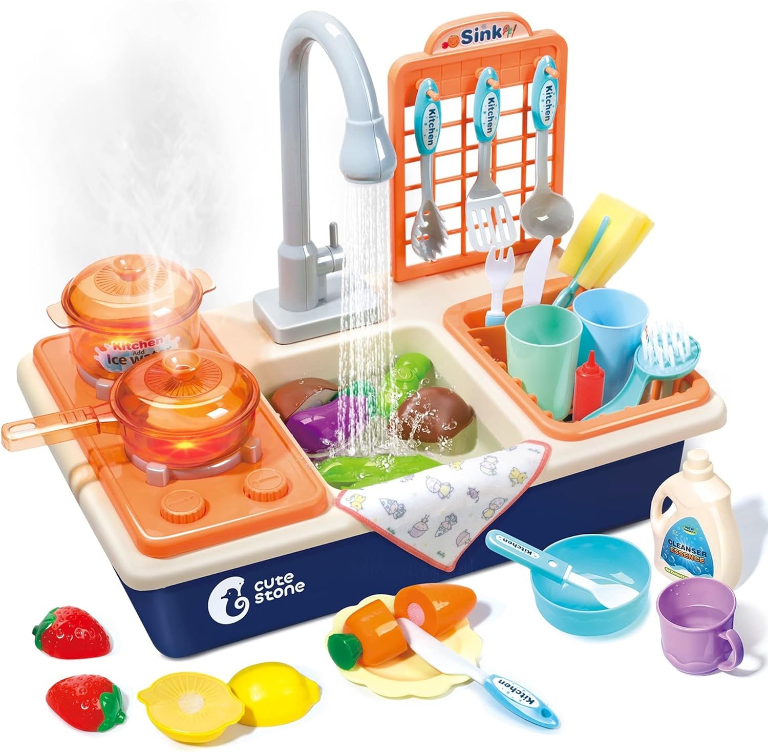 Pretend Play Kitchen Sink with Cooking Oven