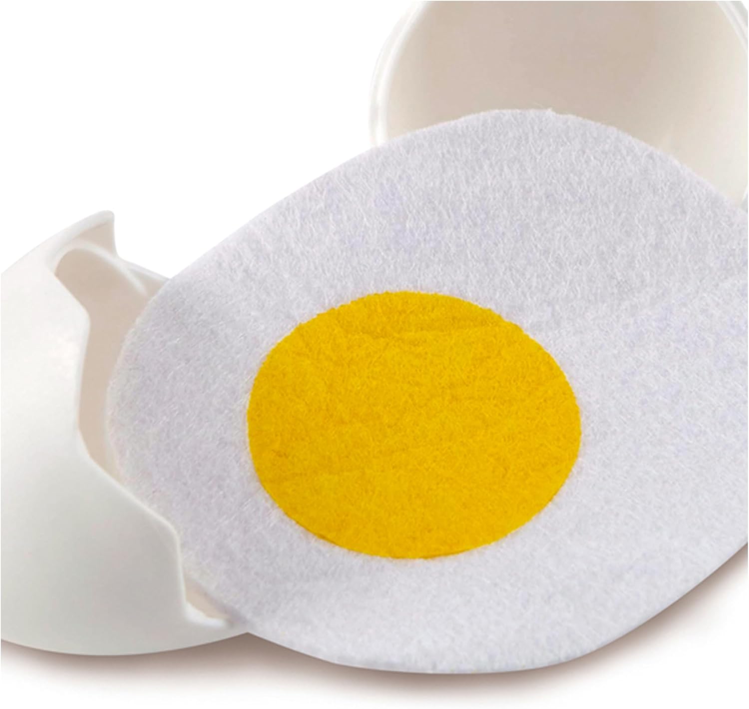 Hape Egg Carton | 3 Hard Boiled Eggs with Easy Peel Shells and 3 Frying, Wooden Realistic Educational Toys for Ages 3+, White and Yellow (E3156)
