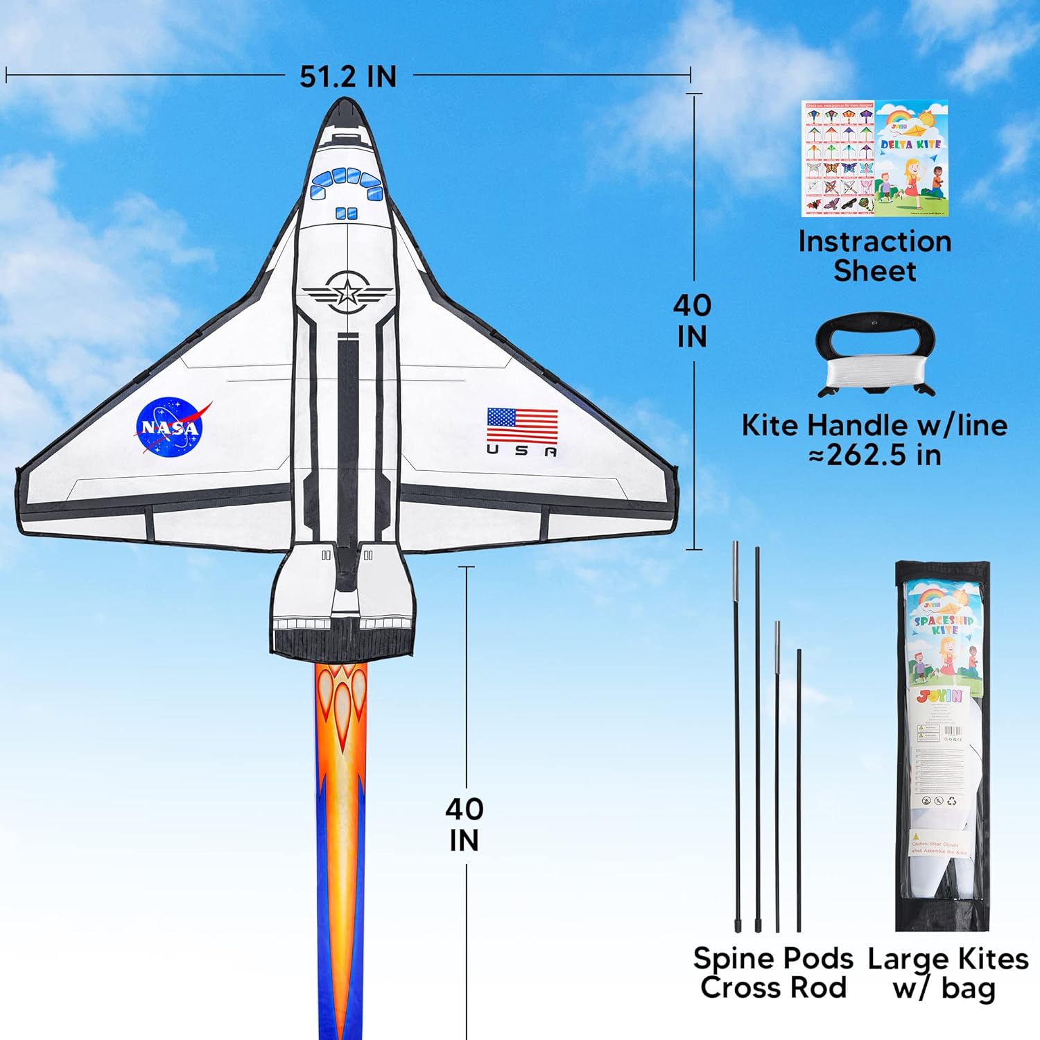 Spaceship Kite, 200ft String