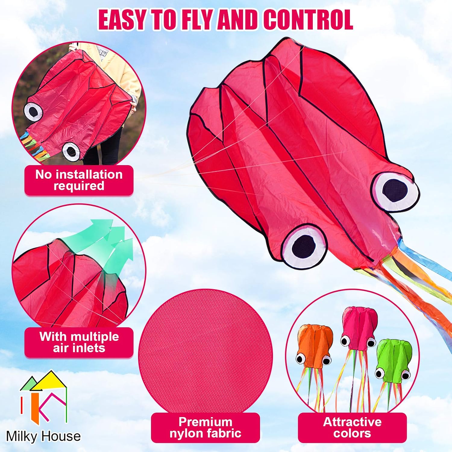 3 Pack Octopus Kite