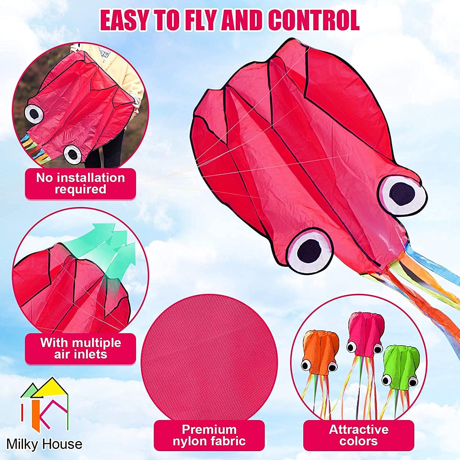 3 Pack Octopus Kite