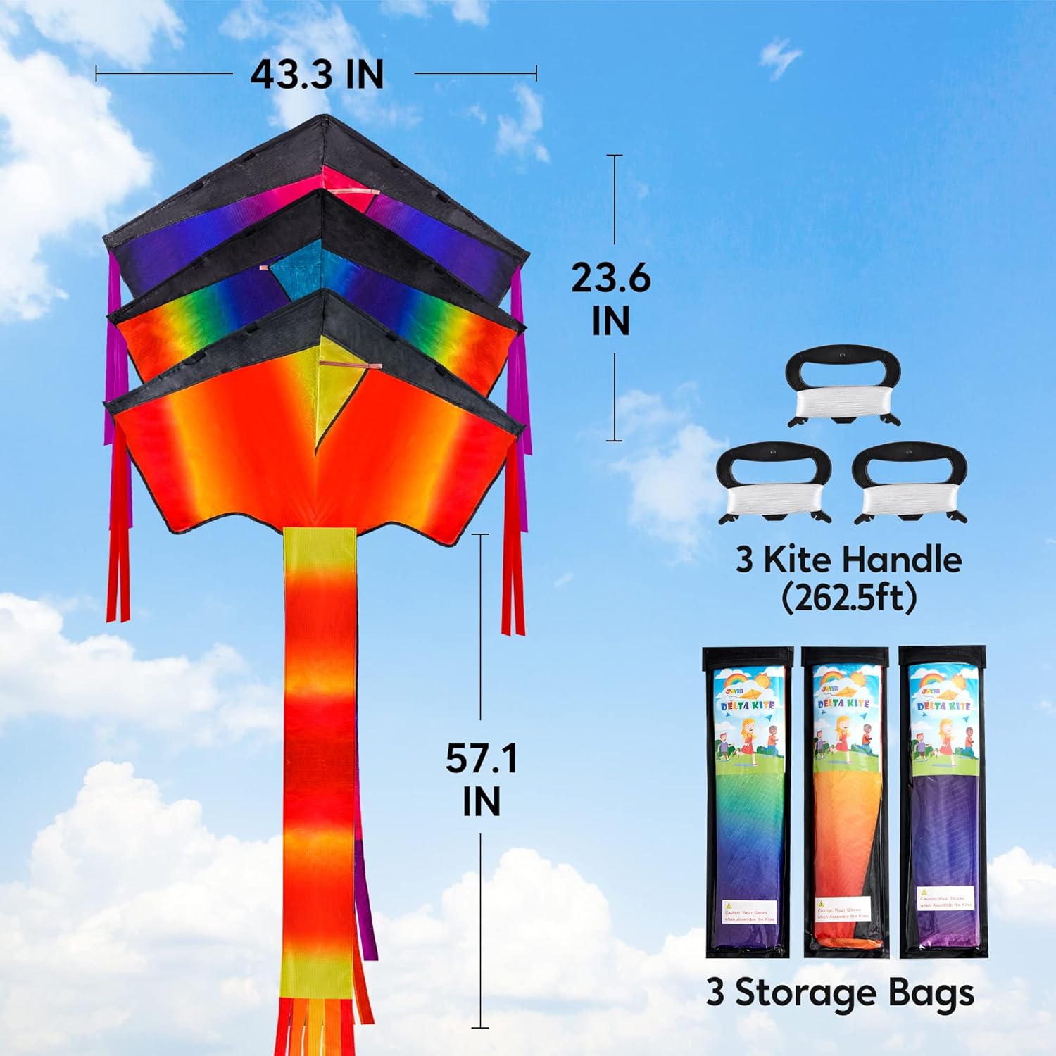 3 Pack Delta Kites