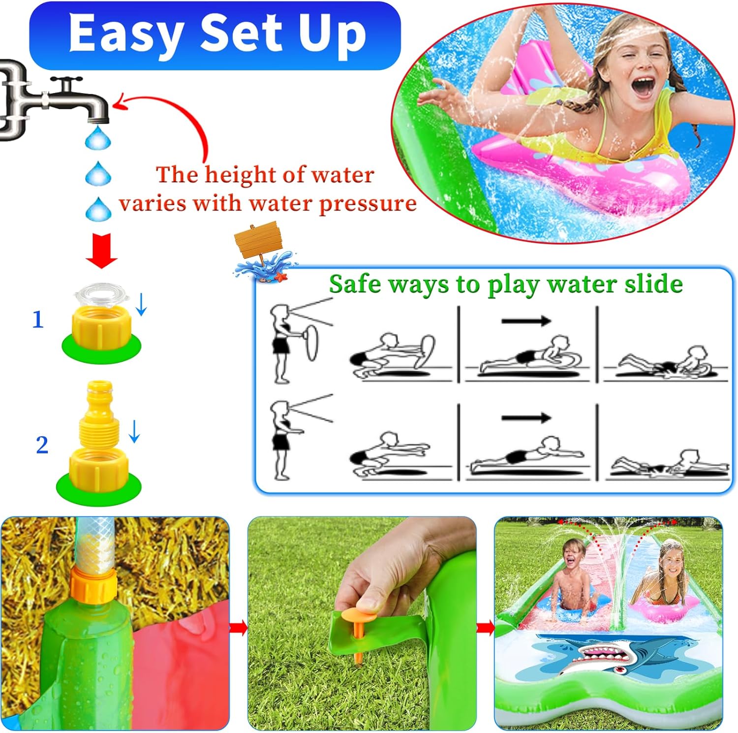 20 x 6 ft Slide Slide Lawn Water Slide