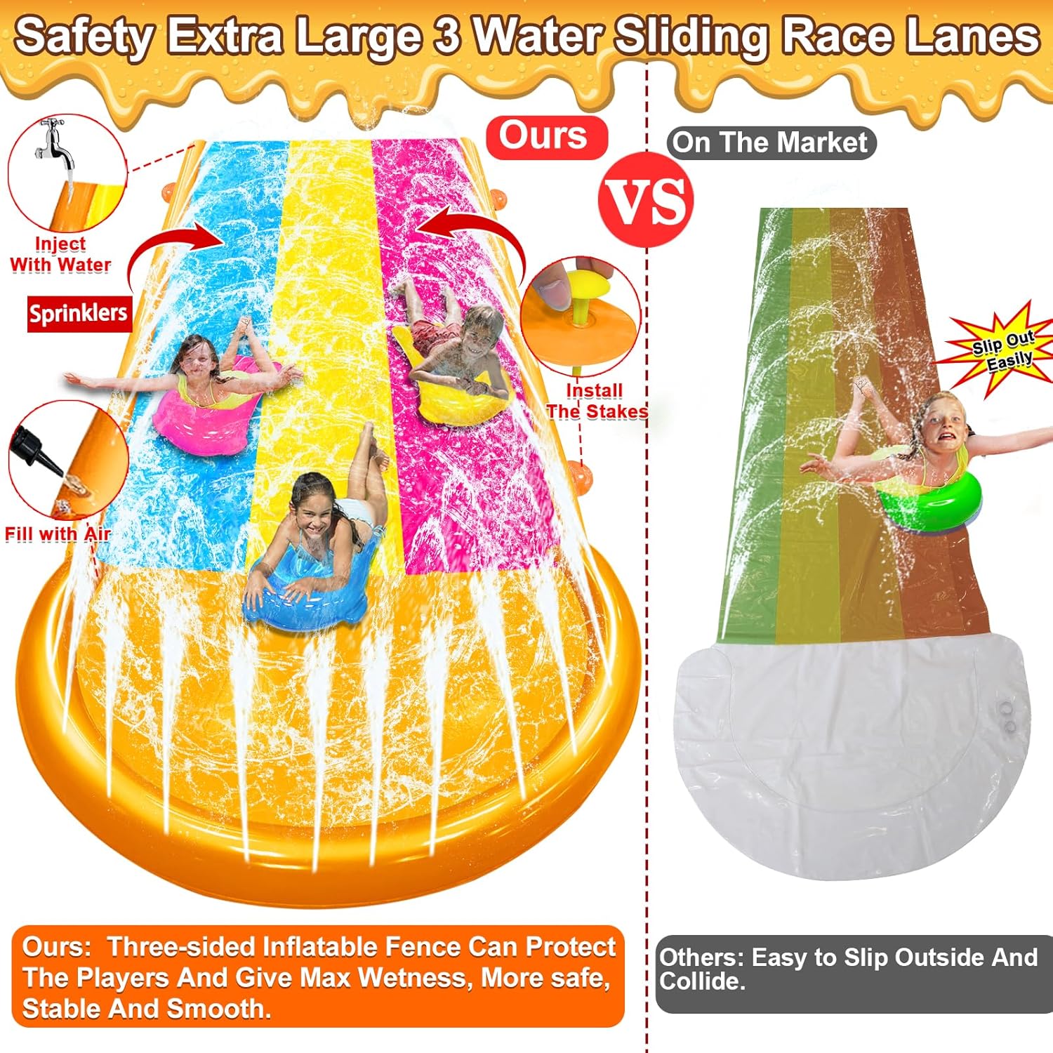 16 ft. x 7 ft. Extra Wide Triple Water Slide