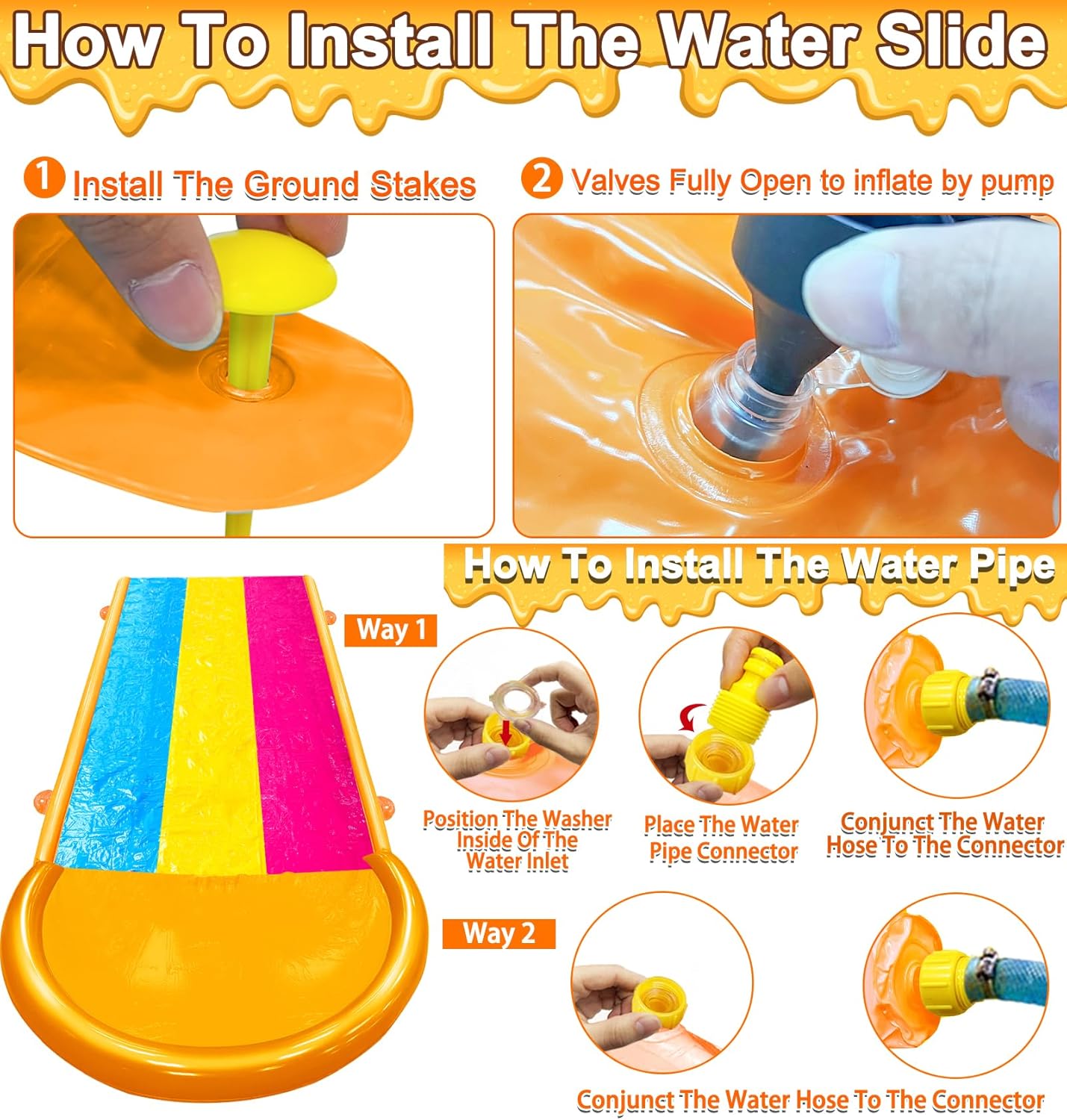 16 ft. x 7 ft. Extra Wide Triple Water Slide