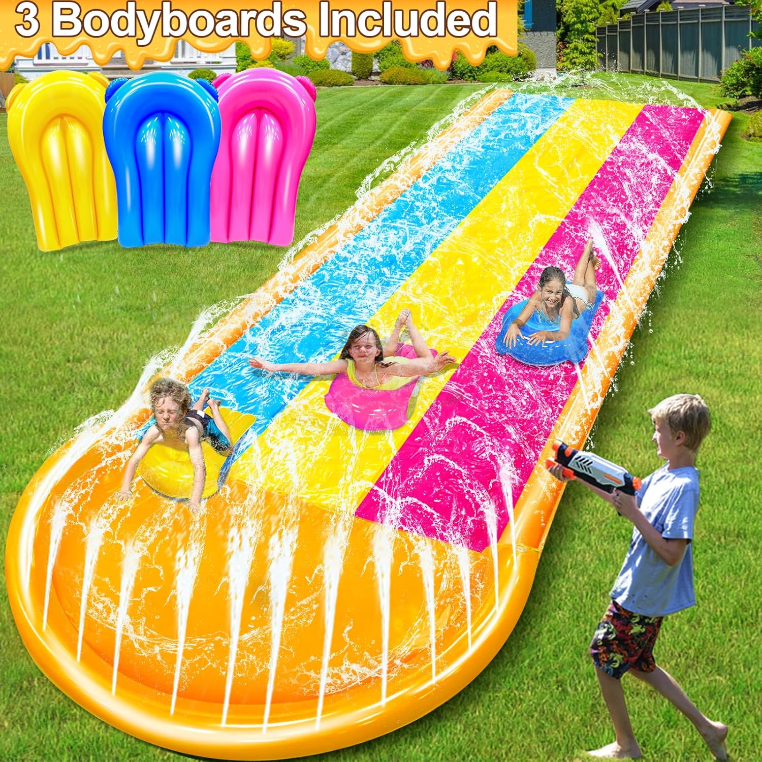 16 ft. x 7 ft. Extra Wide Triple Water Slide