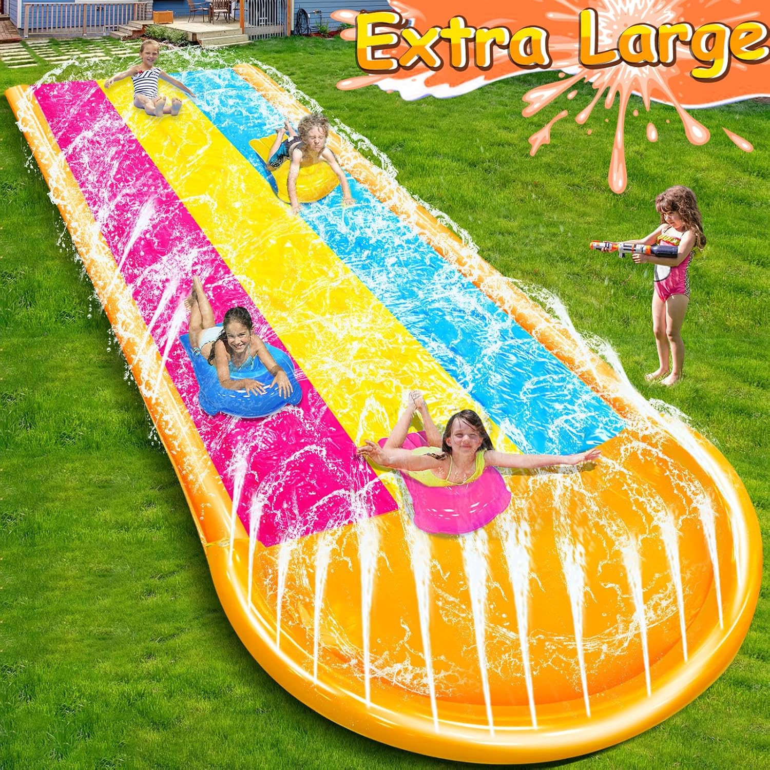 16 ft. x 7 ft. Extra Wide Triple Water Slide