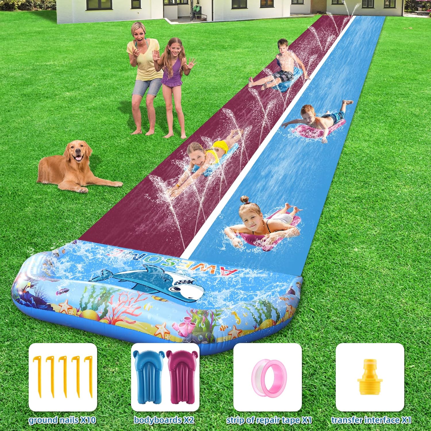 33ft Extra Long Water Slide for Kids Adults