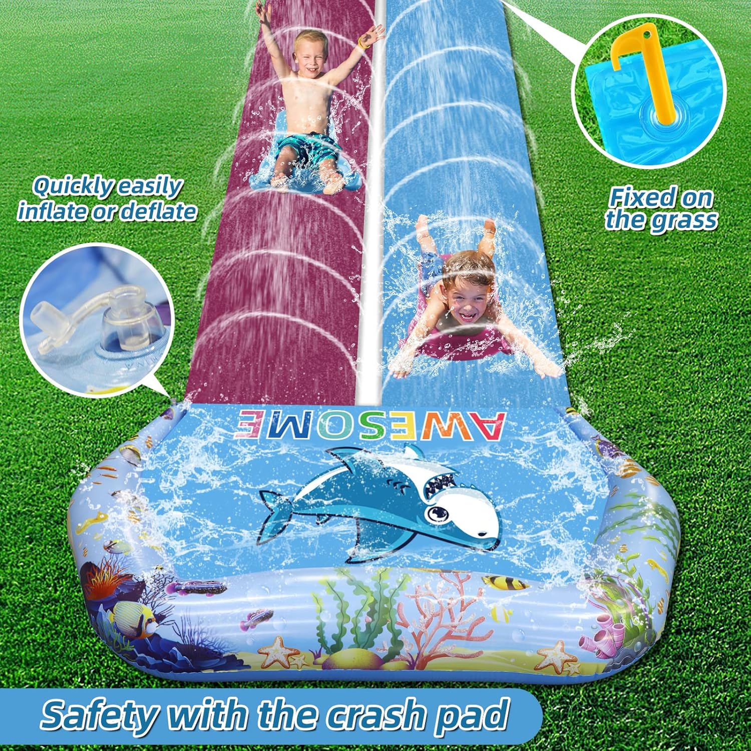 33ft Extra Long Water Slide for Kids Adults
