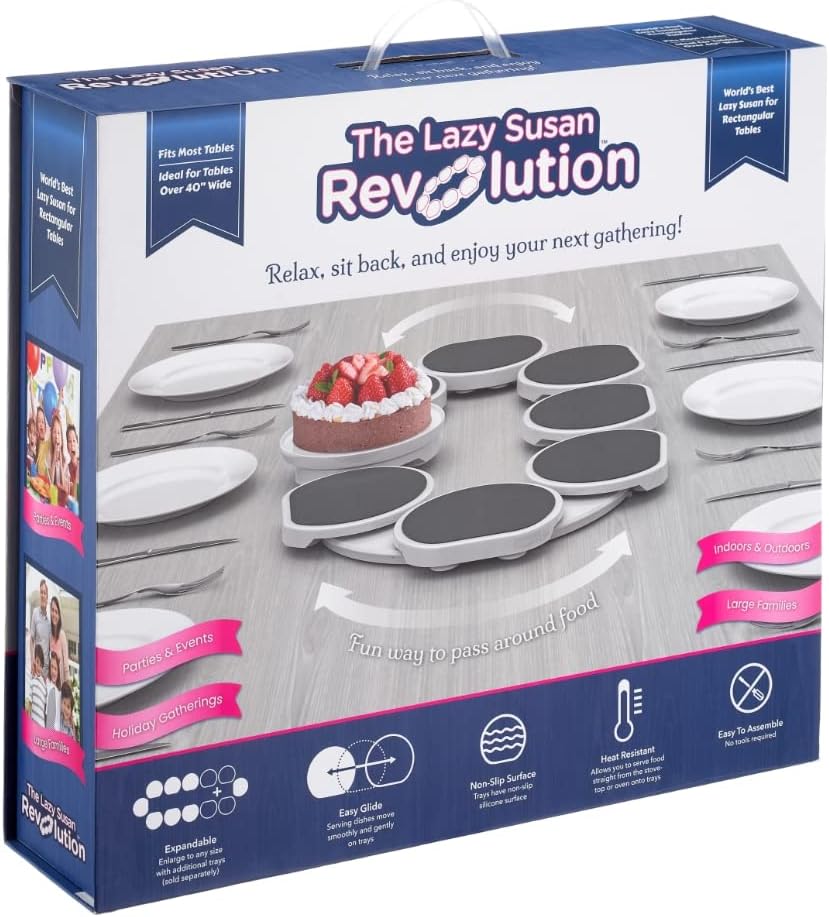Original Dark Gray - The Lazy Susan Revolution - The first patented Lazy Susan turntable is expandable for rectangular and oblong tables - Kitchen & Dining - Great Gift Idea!
