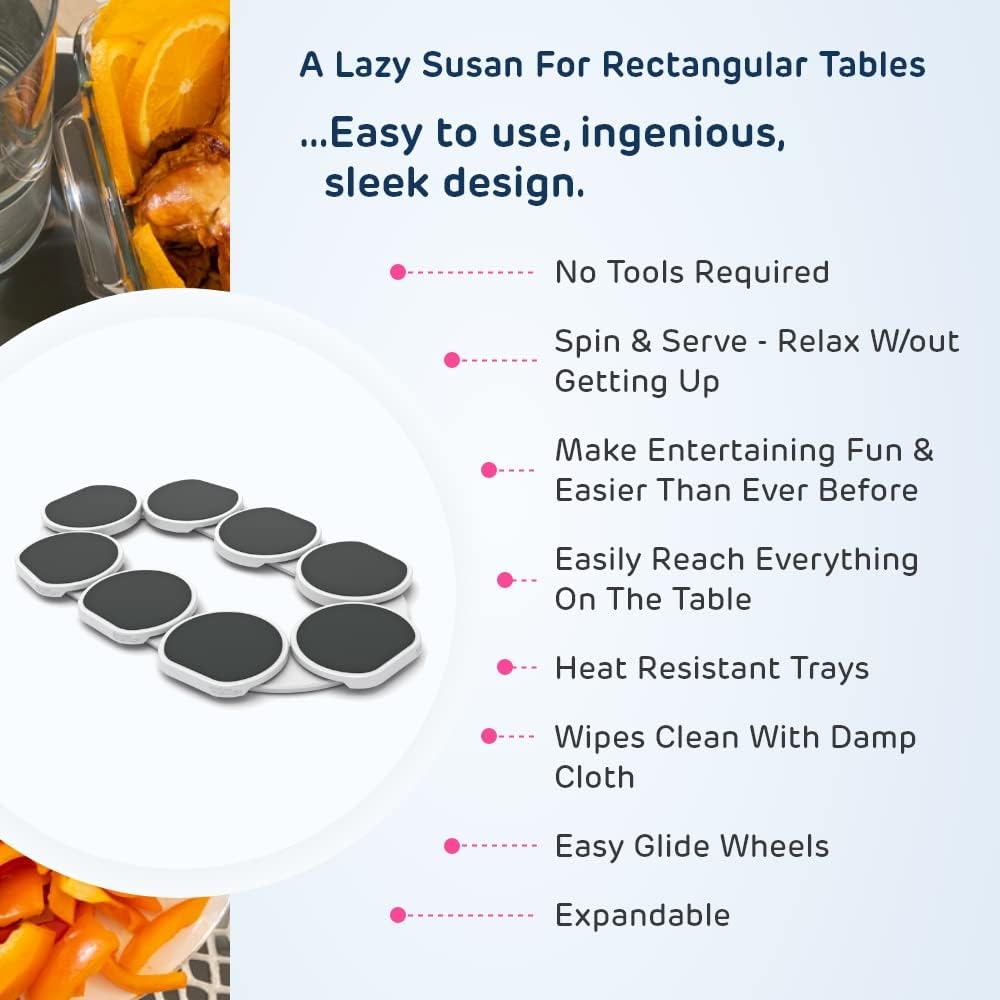 Original Dark Gray - The Lazy Susan Revolution - The first patented Lazy Susan turntable is expandable for rectangular and oblong tables - Kitchen & Dining - Great Gift Idea!