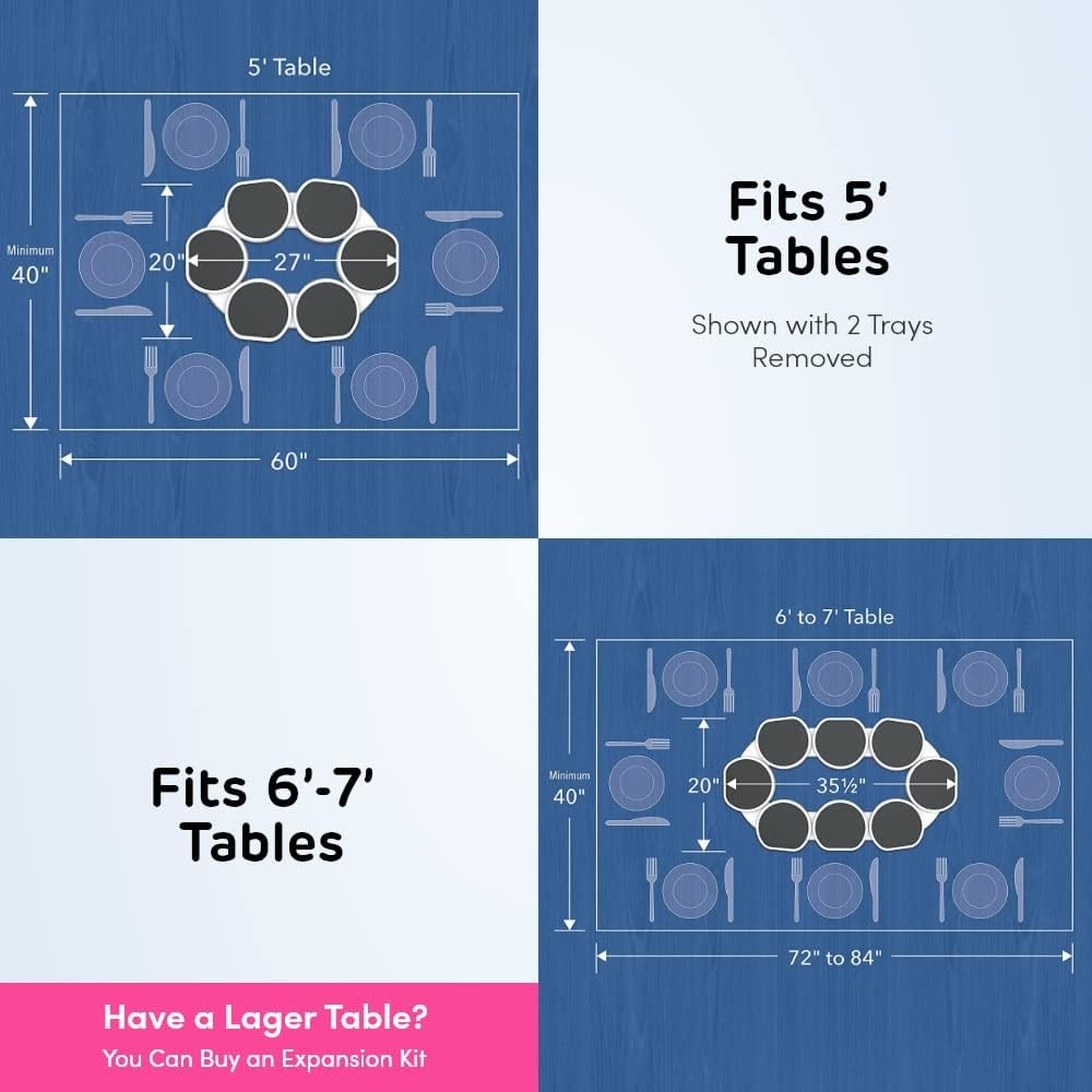 Original Dark Gray - The Lazy Susan Revolution - The first patented Lazy Susan turntable is expandable for rectangular and oblong tables - Kitchen & Dining - Great Gift Idea!