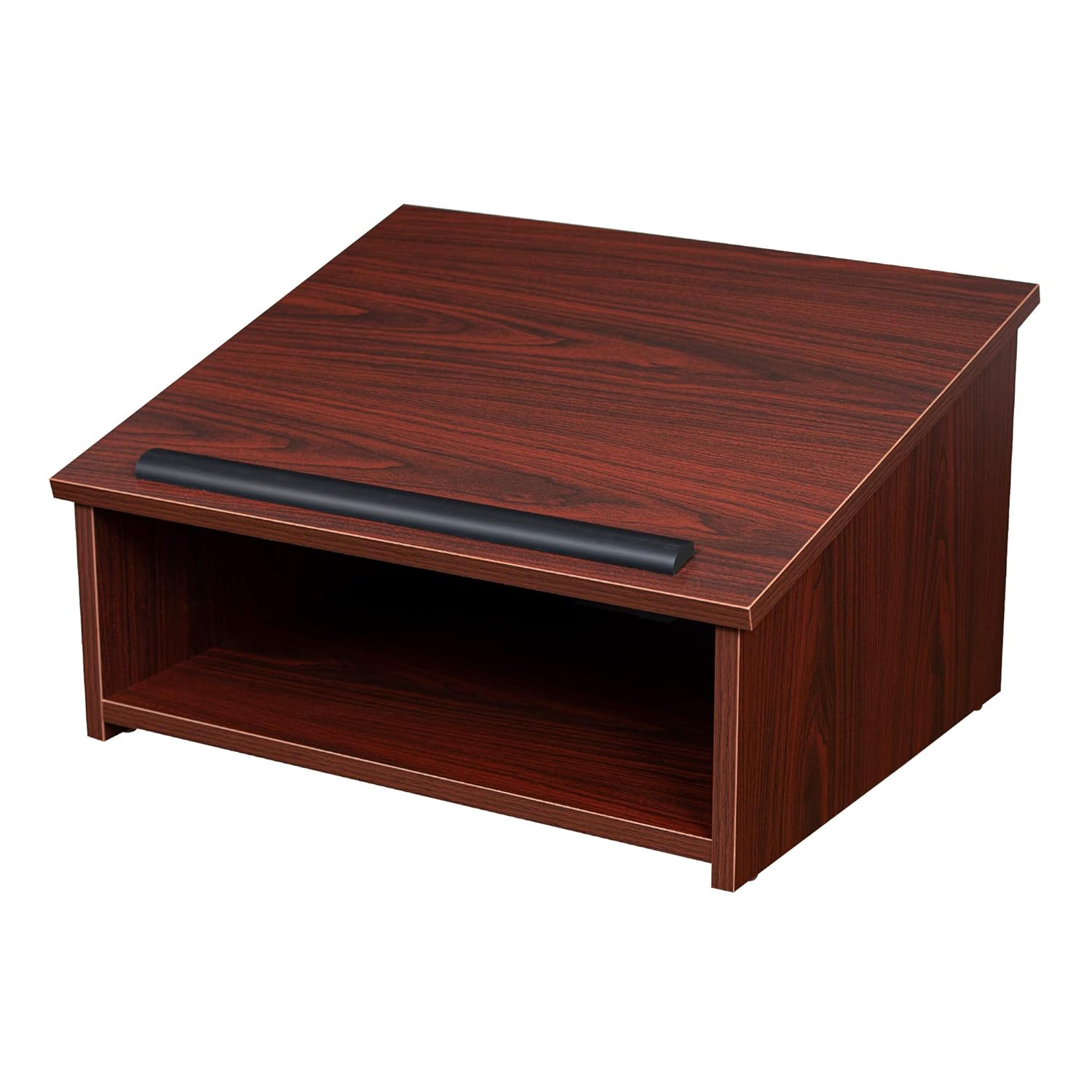 Portable Table Lamp with Bookends and Storage Shelf, Mahogany