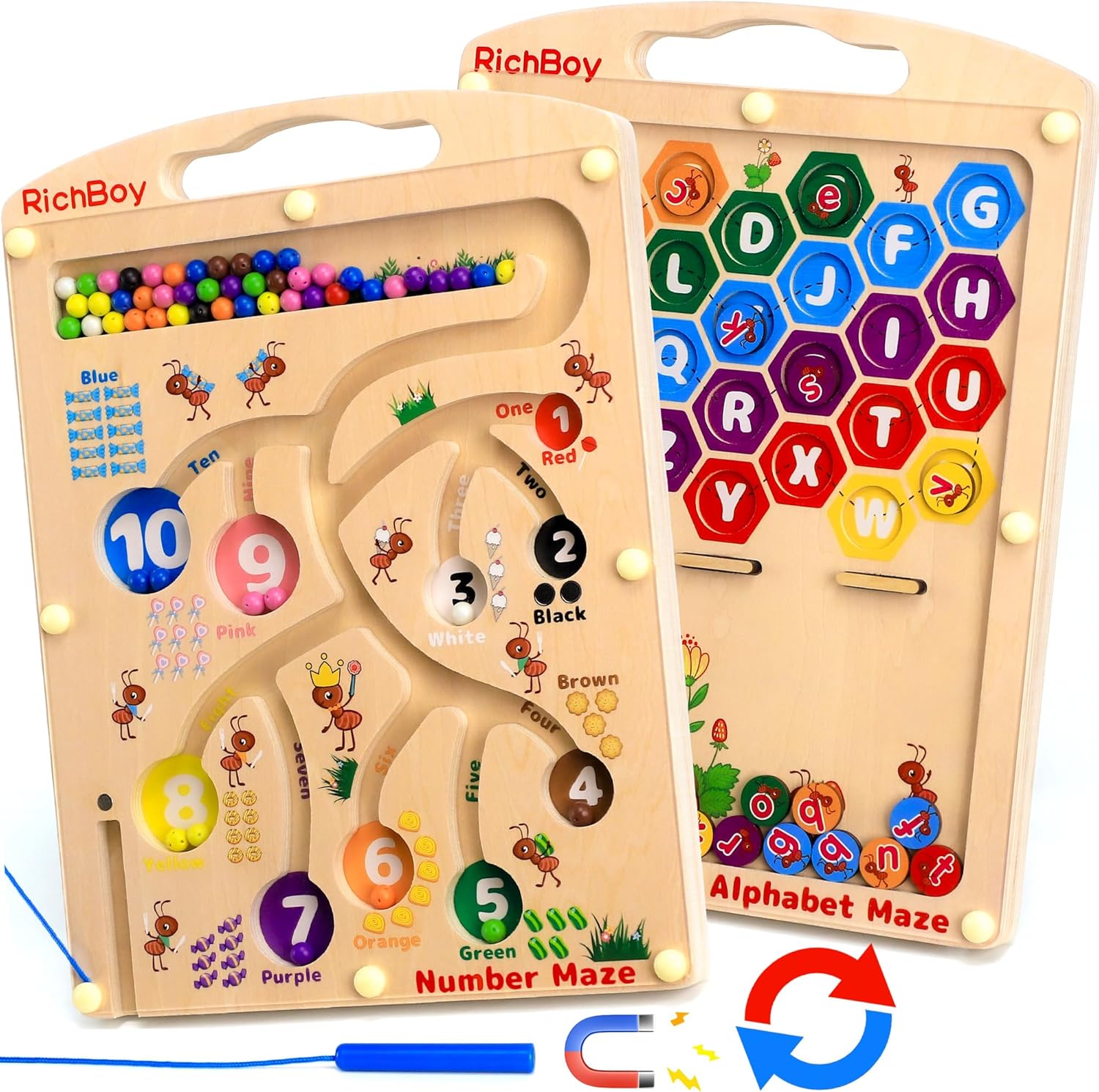 2 in 1 Ant Magnetic Maze, Learning Alphabets