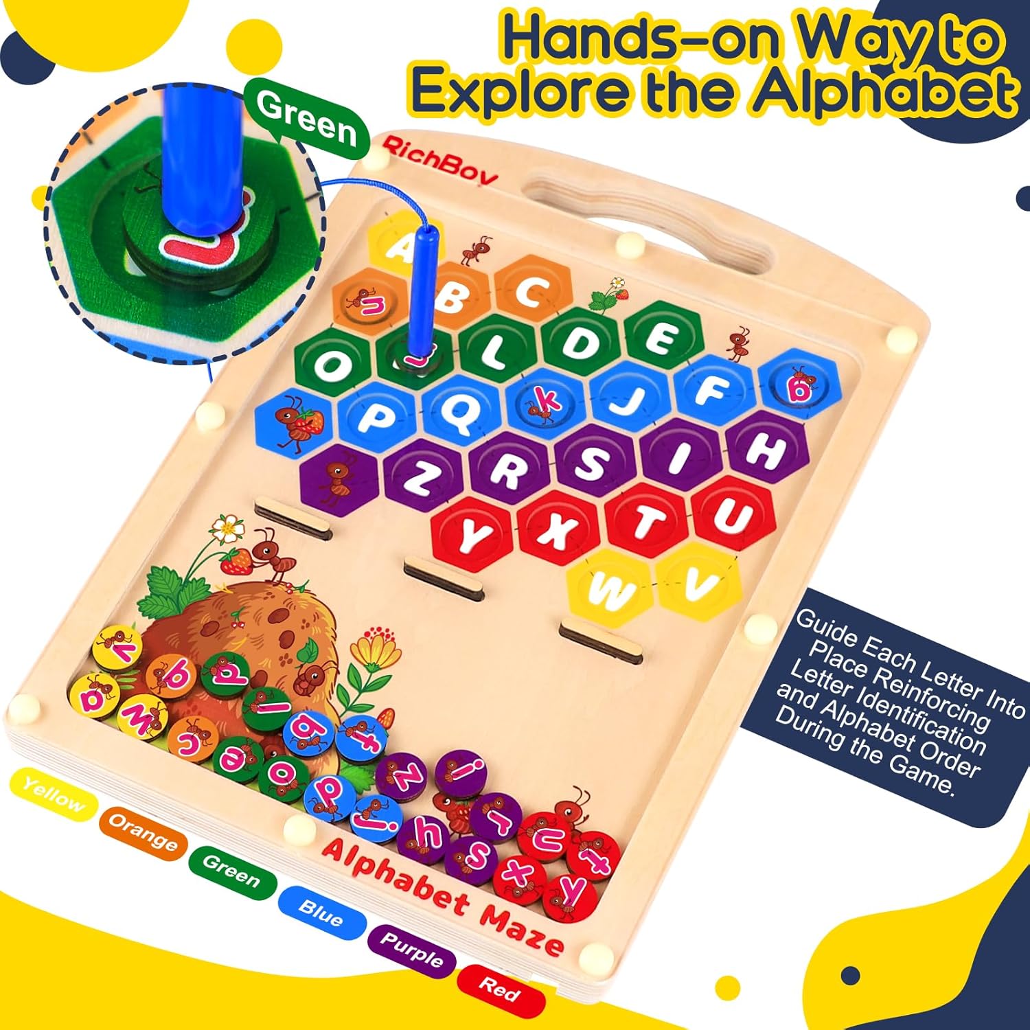 2 in 1 Ant Magnetic Maze, Learning Alphabets