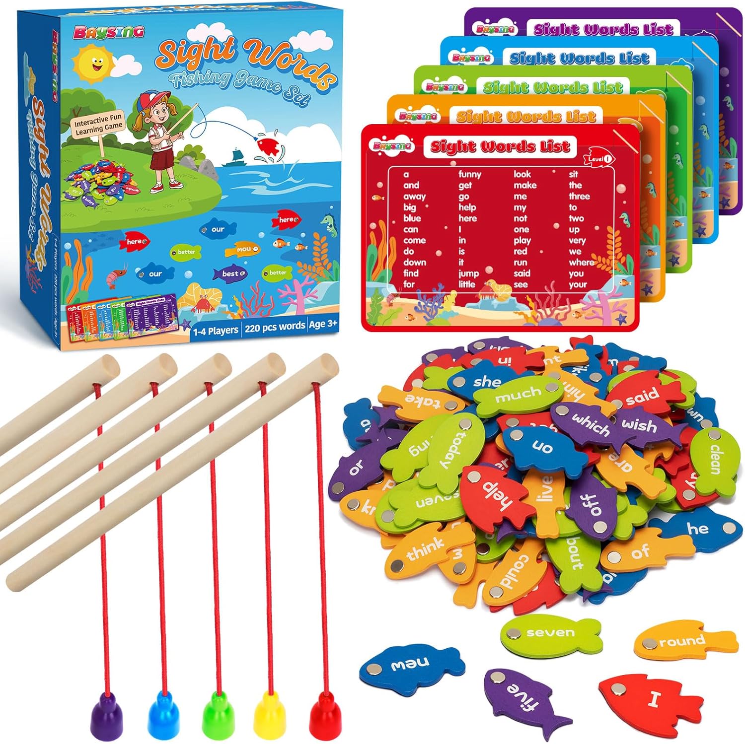 Wooden Magnetic Sight Word Fishing Game