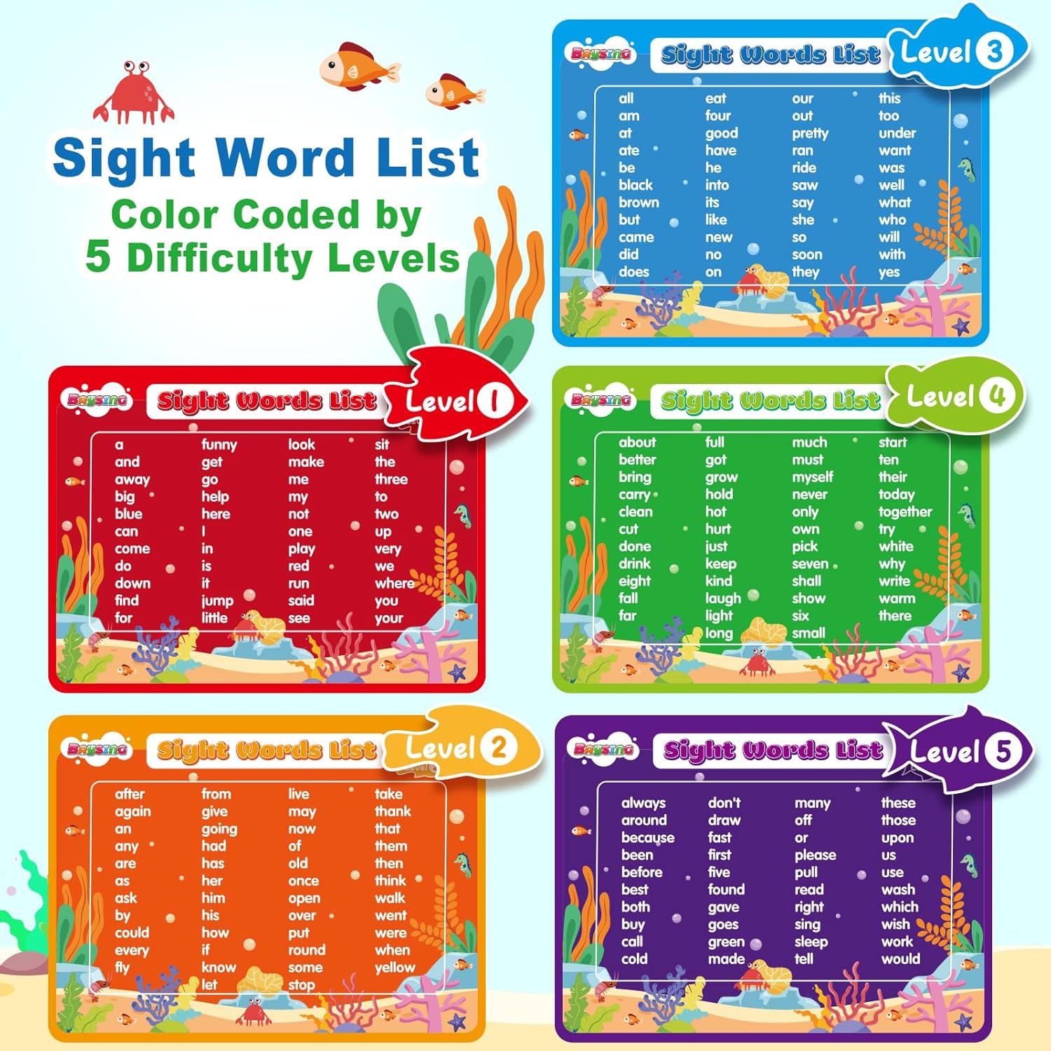 Wooden Magnetic Sight Word Fishing Game