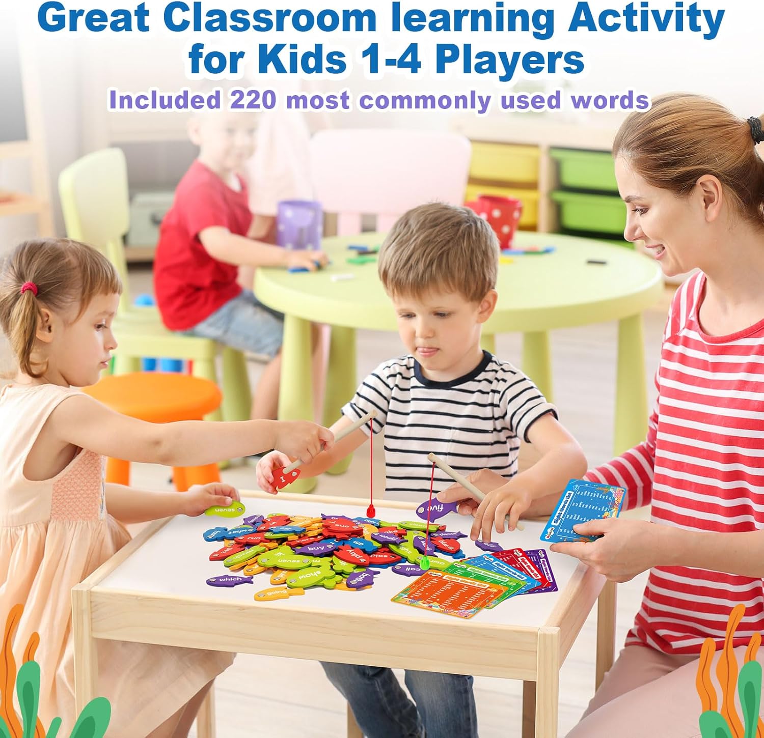 Wooden Magnetic Sight Word Fishing Game