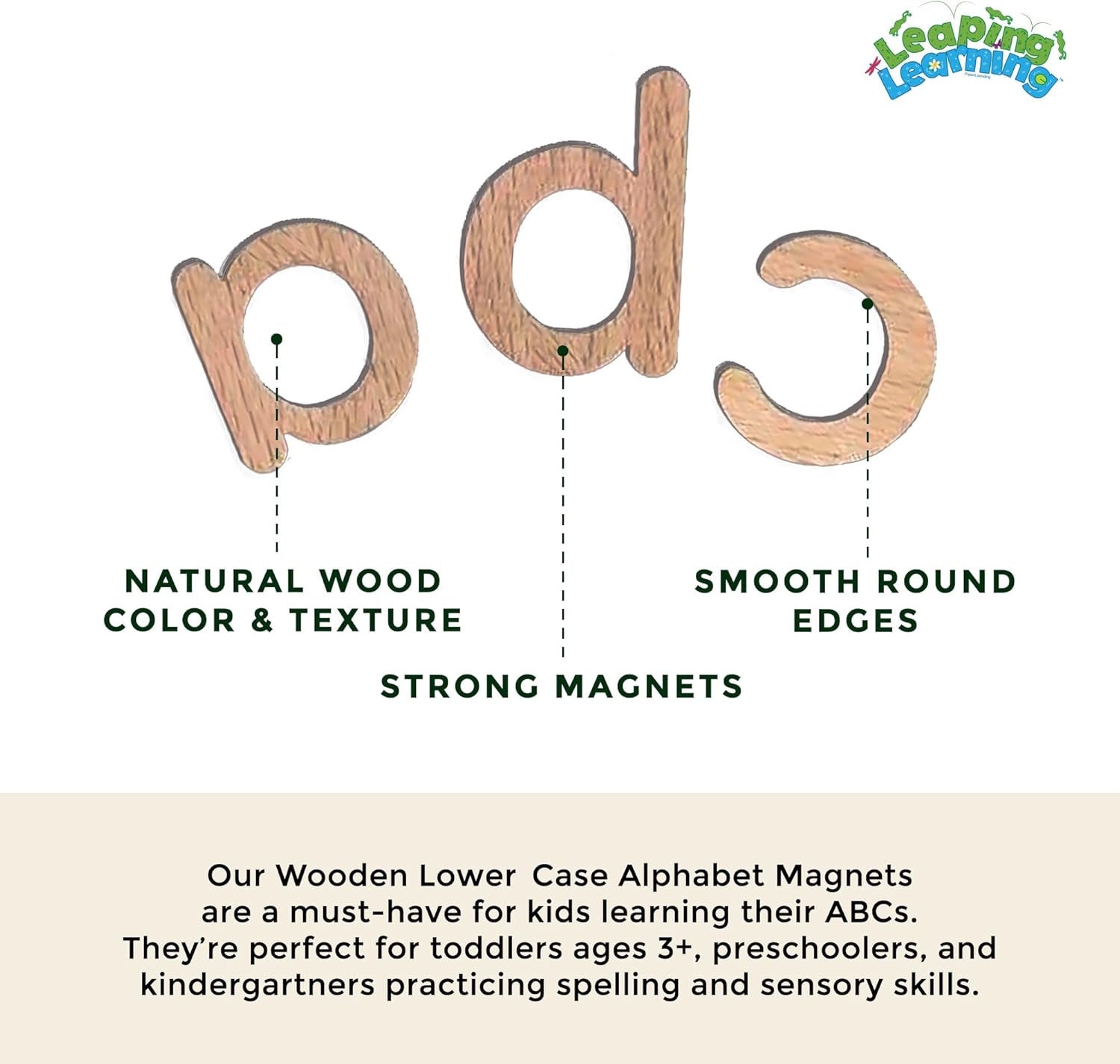 Leaping Learning Lower Case Wooden Alphabet Magnet Set