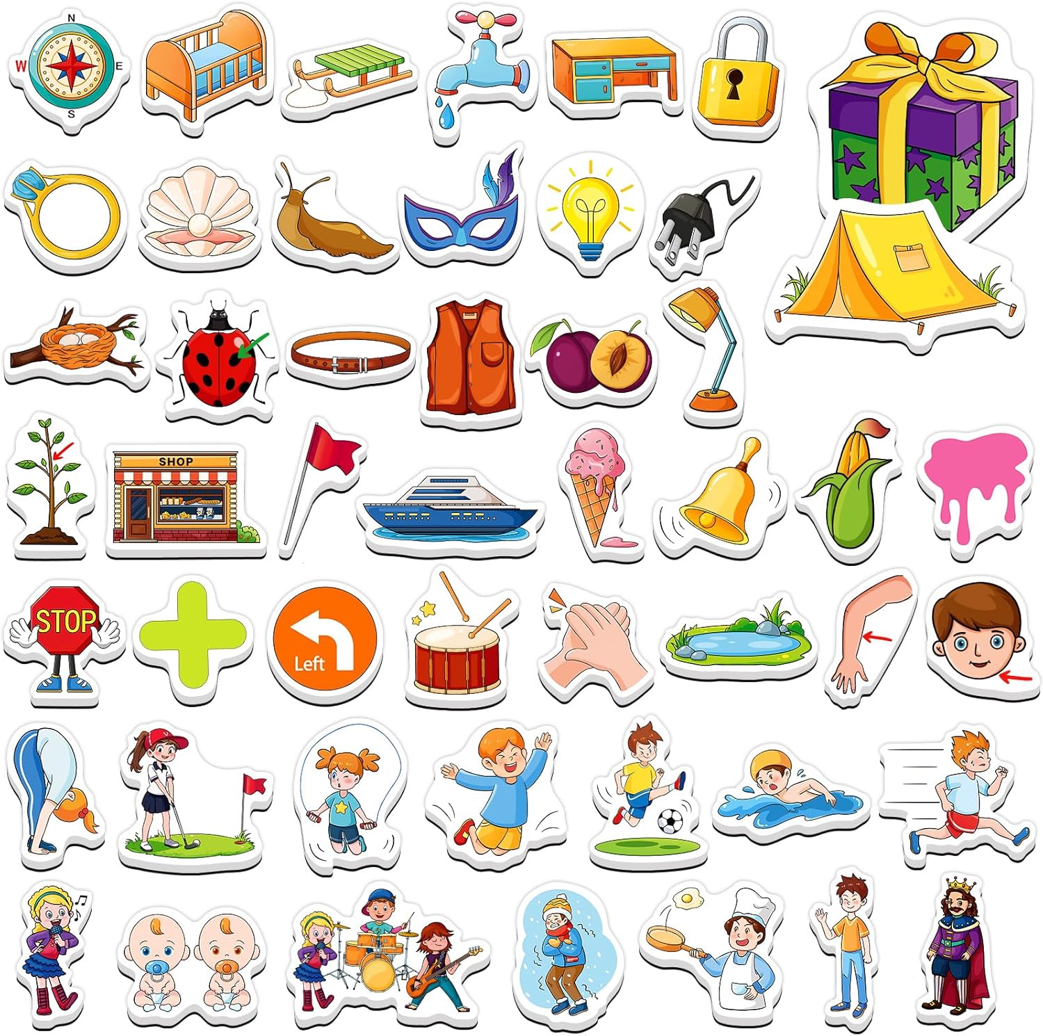 CVCC & CCVC word games, 50 kids fridge magnets