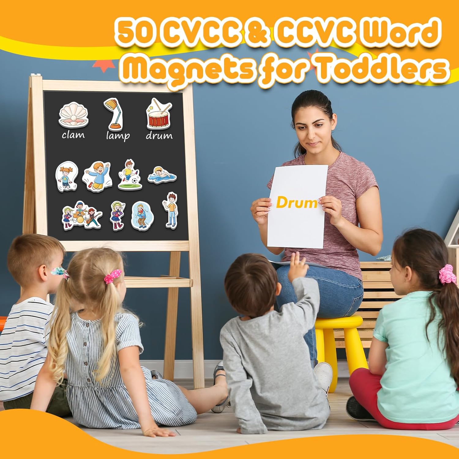 CVCC & CCVC word games, 50 kids fridge magnets