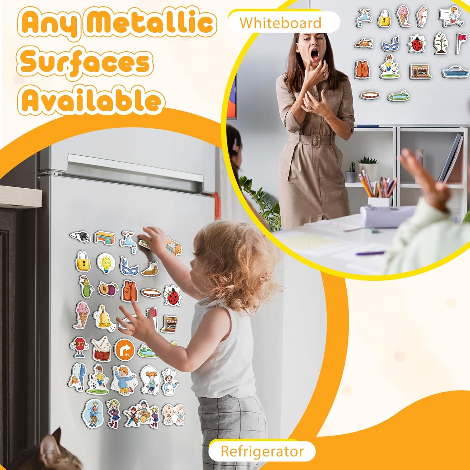 CVCC & CCVC word games, 50 kids fridge magnets