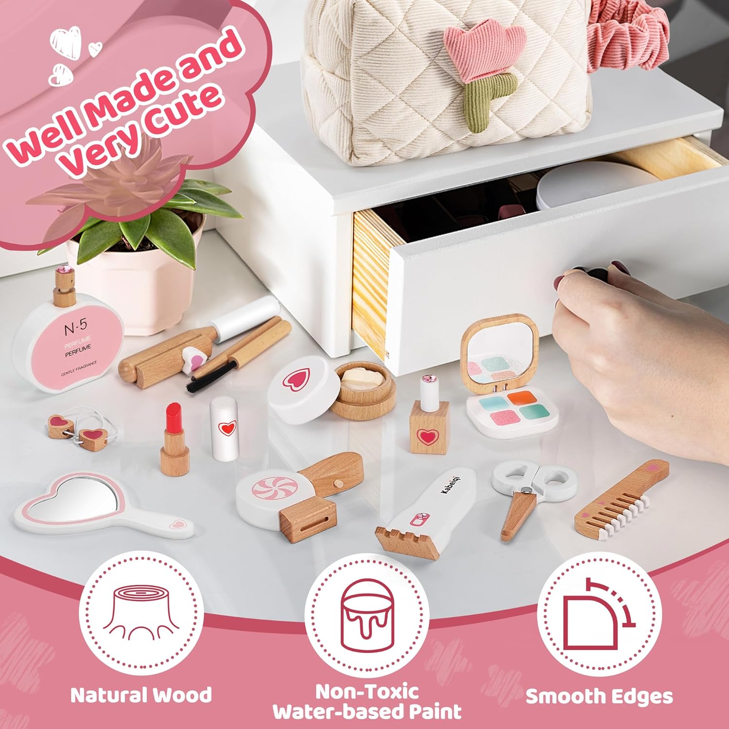 16 Pack Wooden Makeup Toy Set