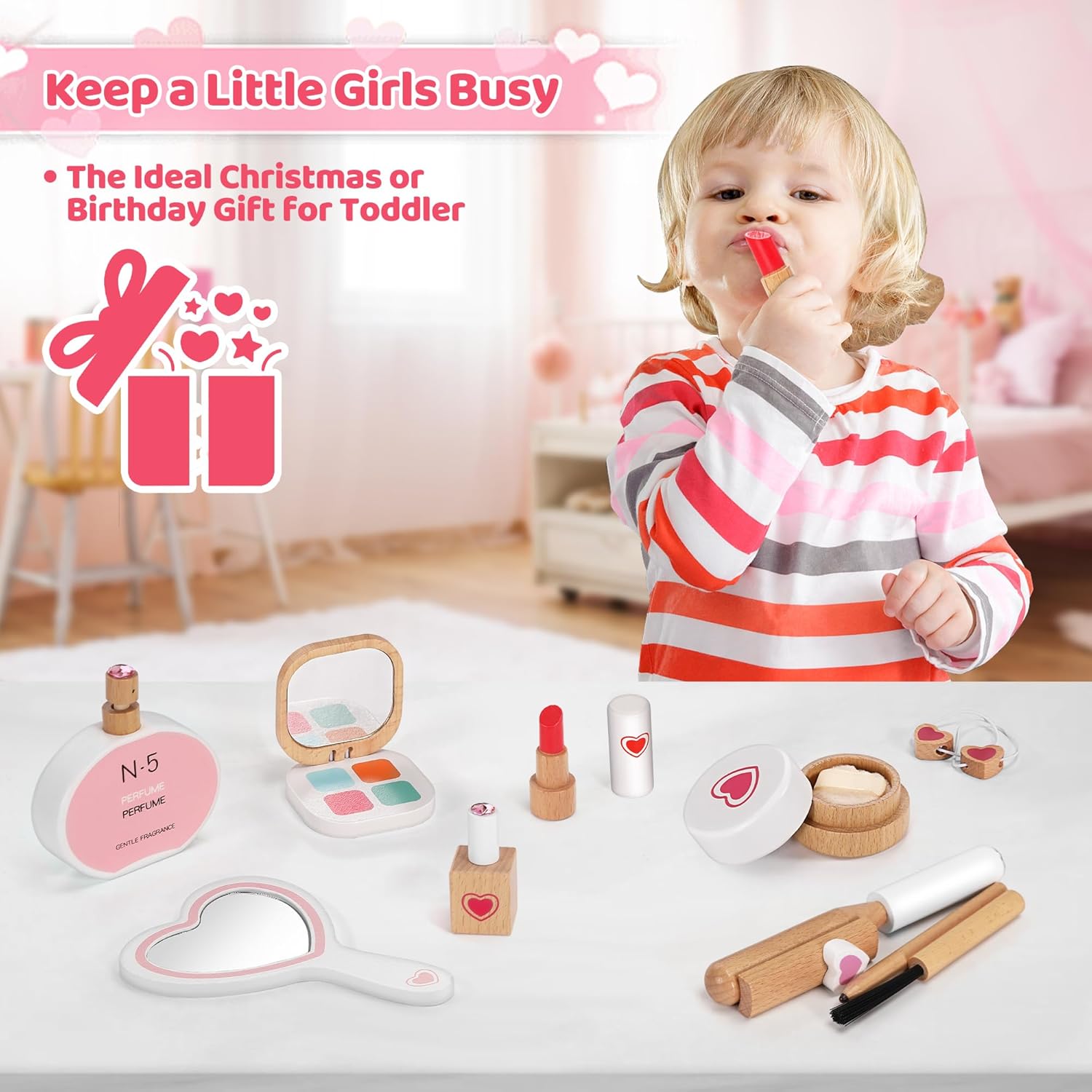 16 Pack Wooden Makeup Toy Set