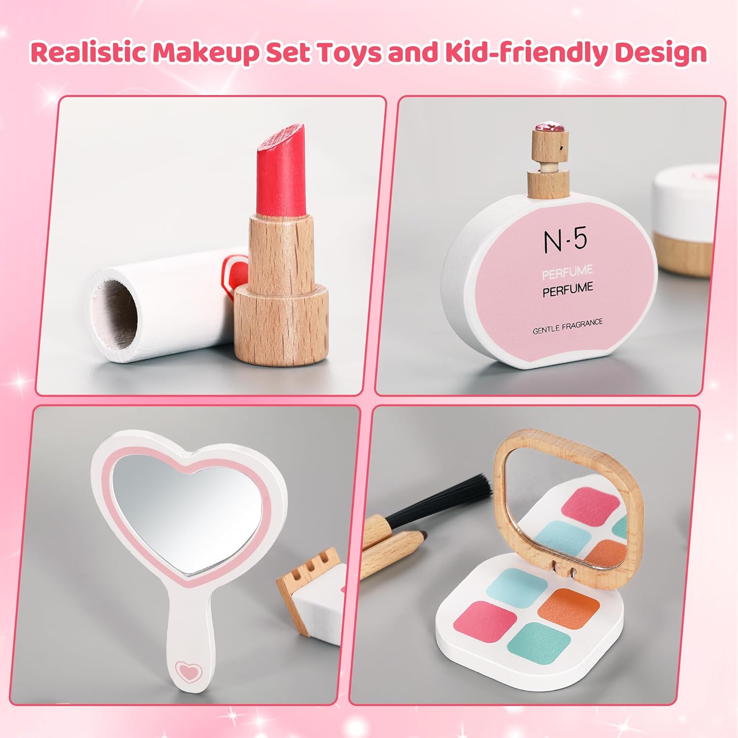 16 Pack Wooden Makeup Toy Set