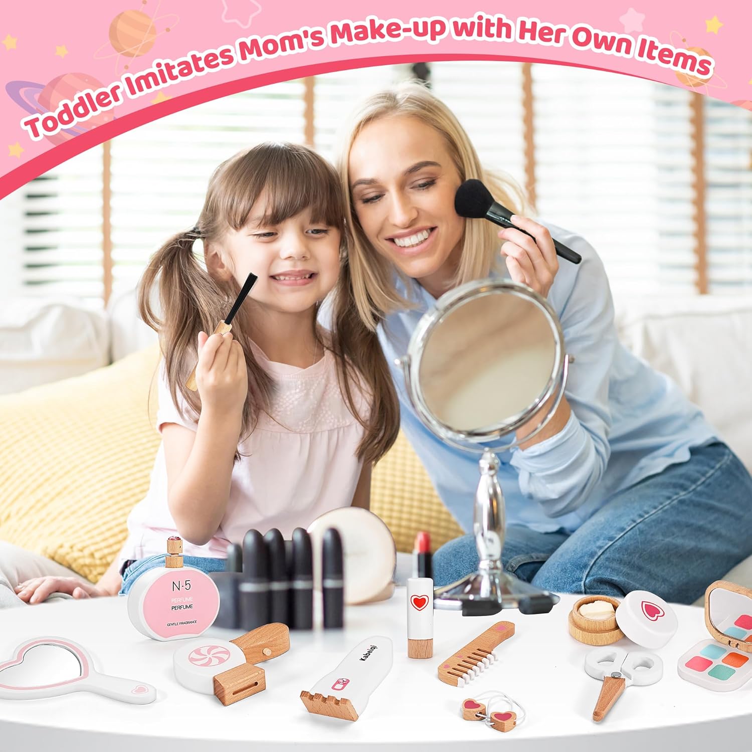 16 Pack Wooden Makeup Toy Set