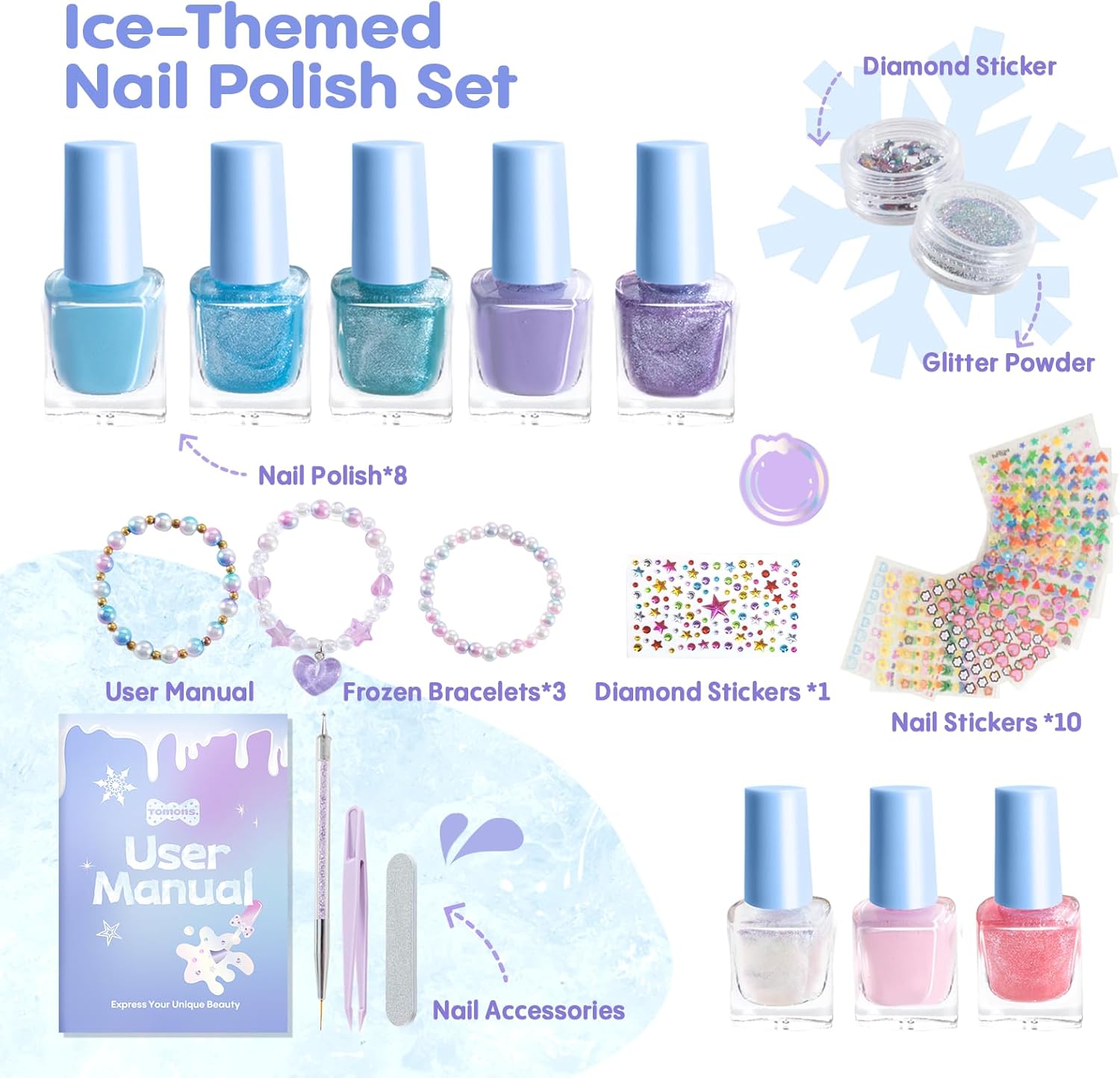 8 Colors Kids Nail Polish Set