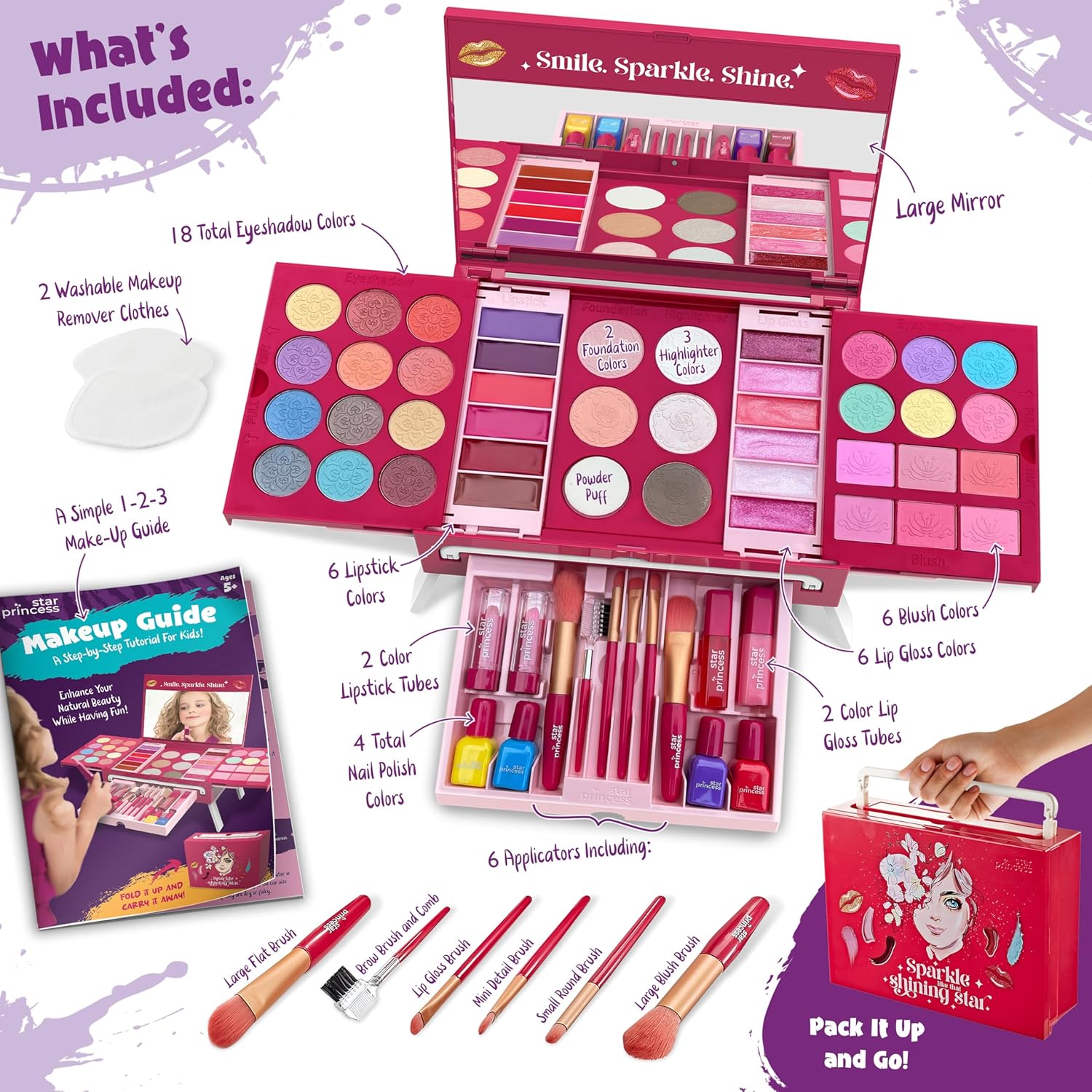 Girls Kids Makeup Set, Non-toxic Washable