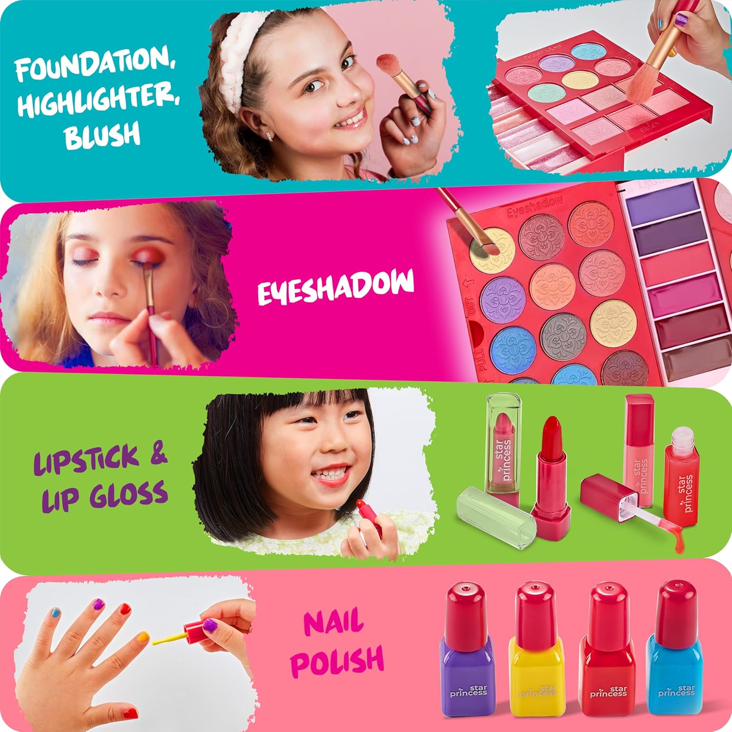 Girls Kids Makeup Set, Non-toxic Washable