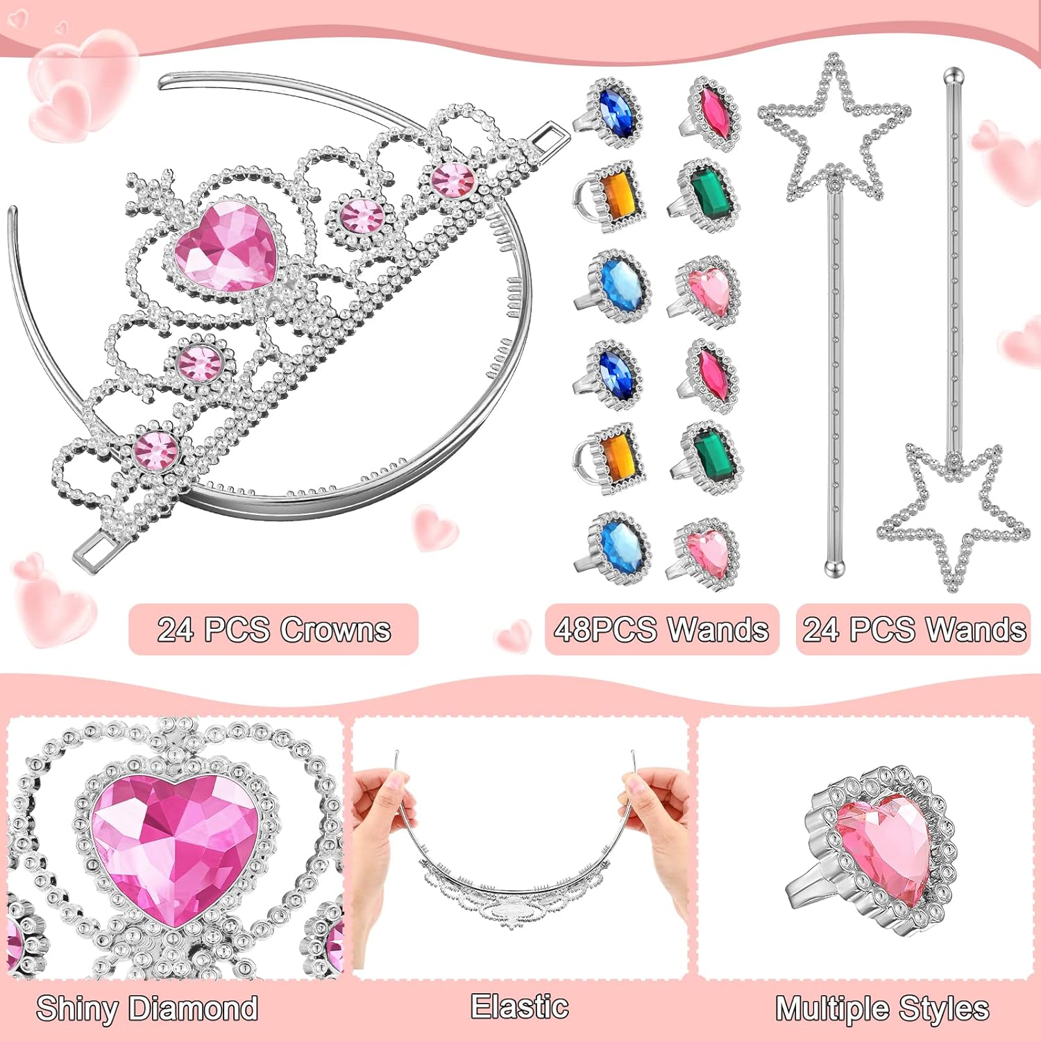 96 Pack Princess Party Costume Set