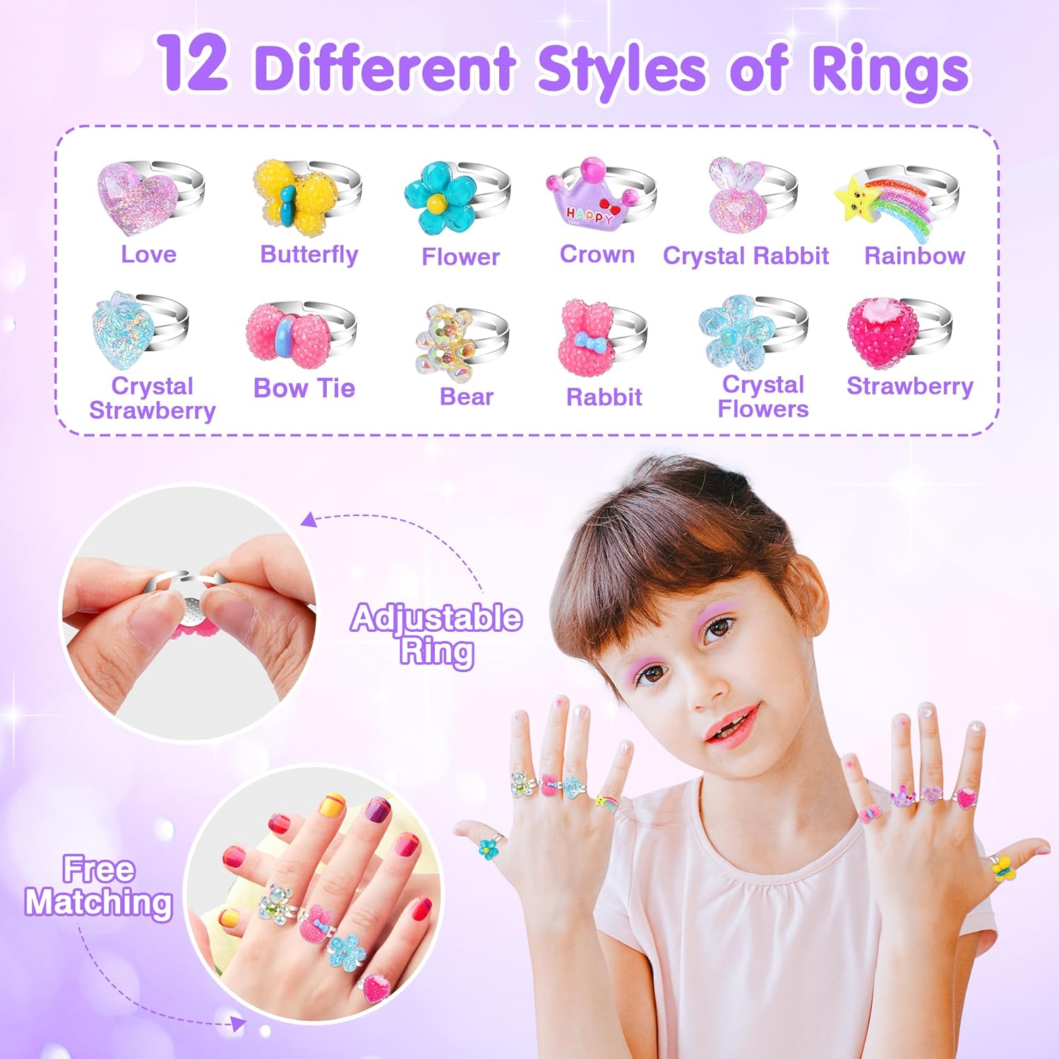 Girls Jewelry Toys, 172 Pieces Gemstone Set