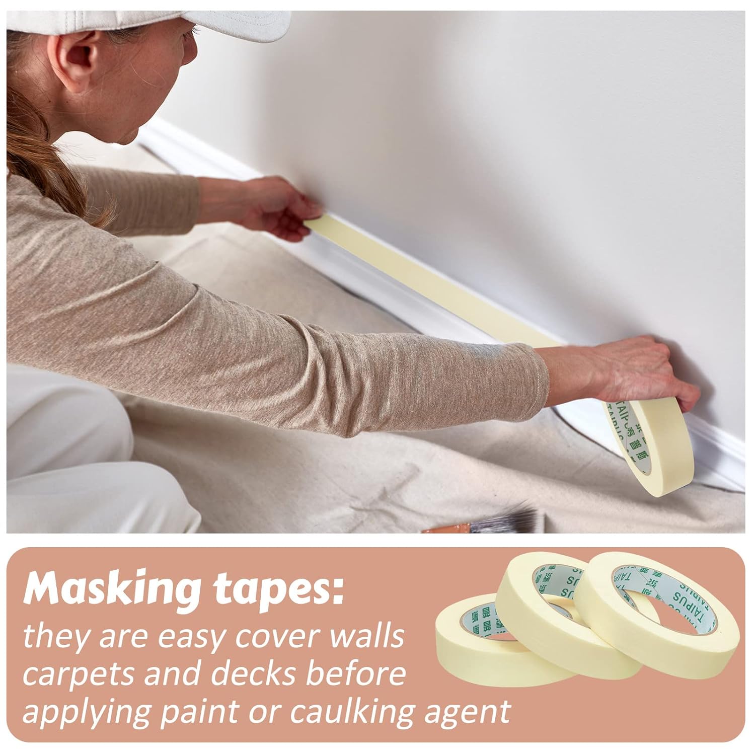 30 Pack Masking Tape, 0.8 inch, 55 Yds