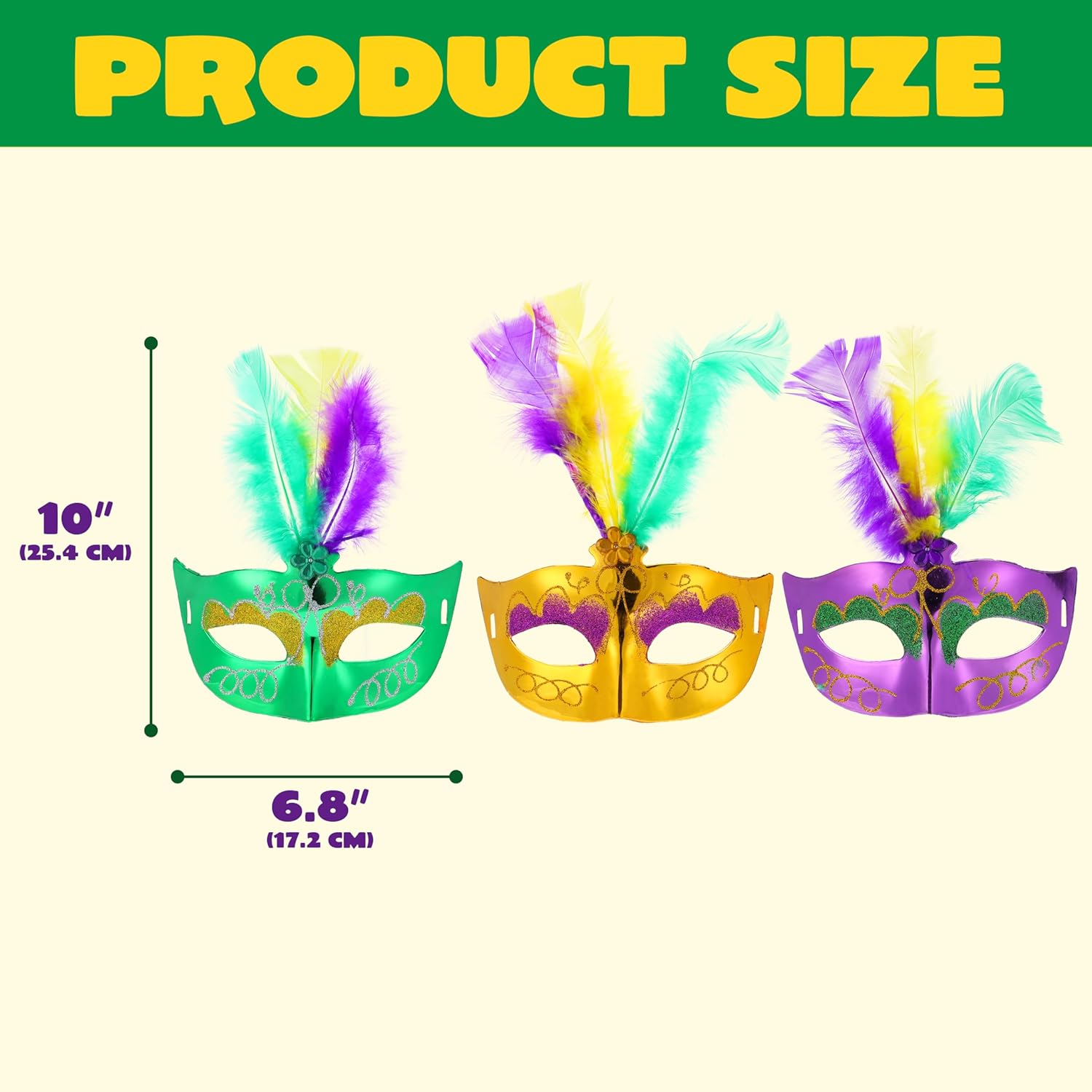12 Pack Mardi Gras Feather Mask