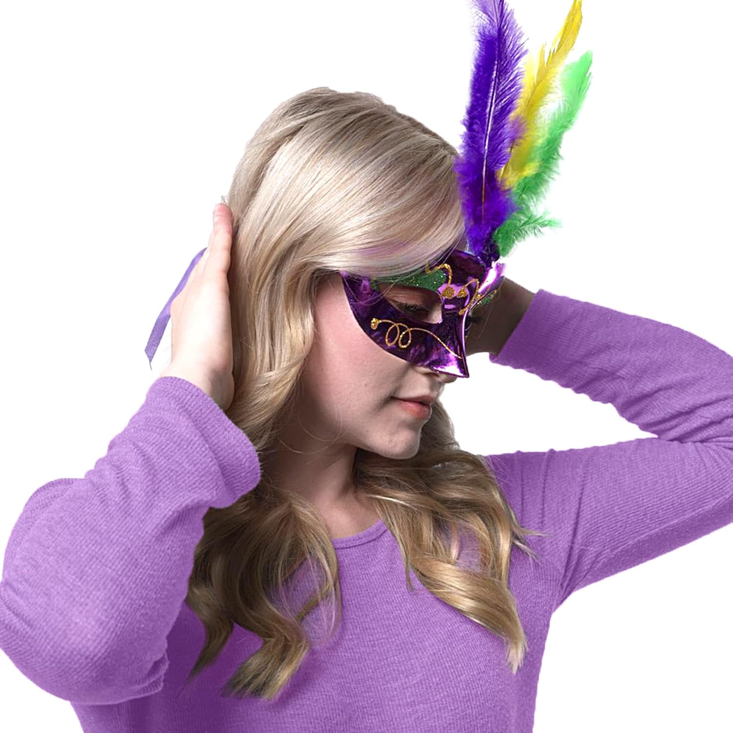 12 Pack Mardi Gras Feather Mask