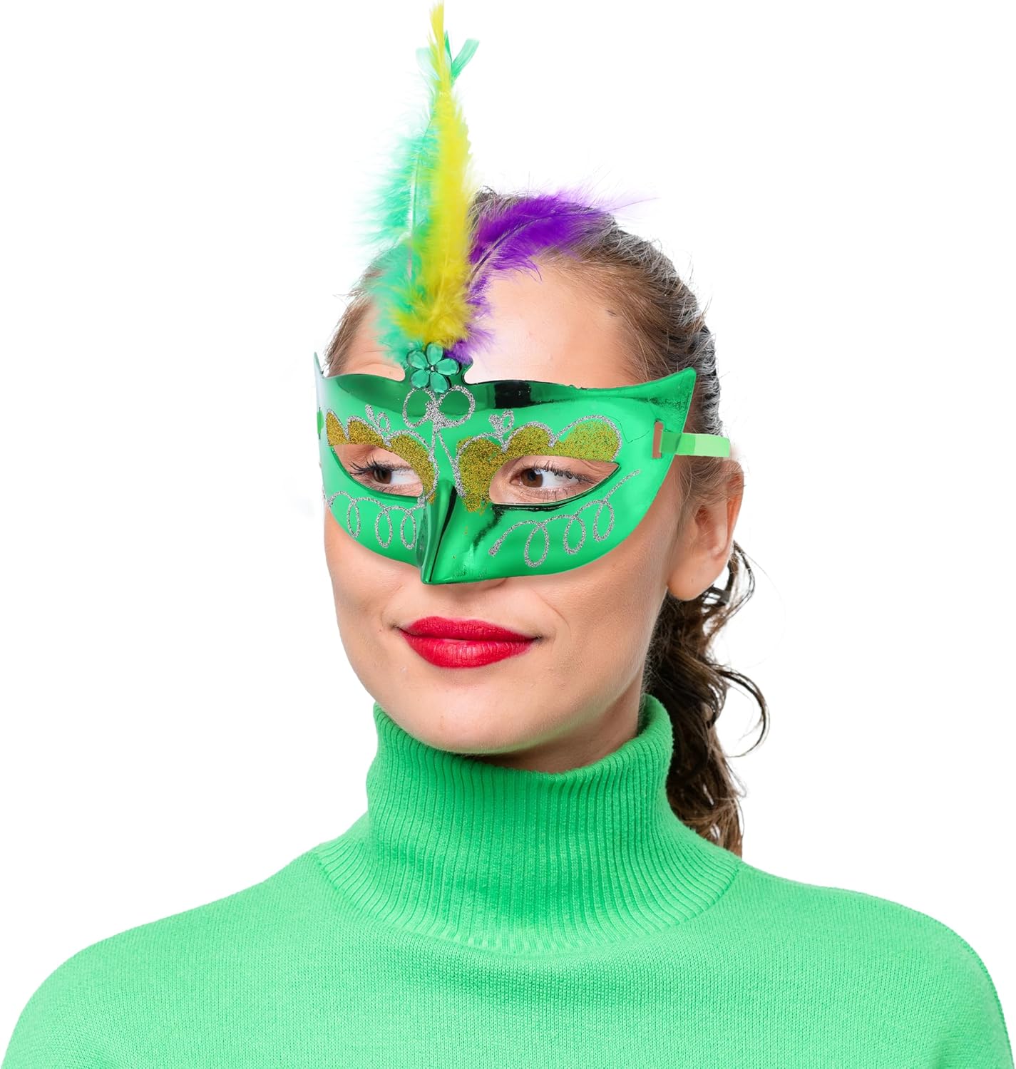12 Pack Mardi Gras Feather Mask