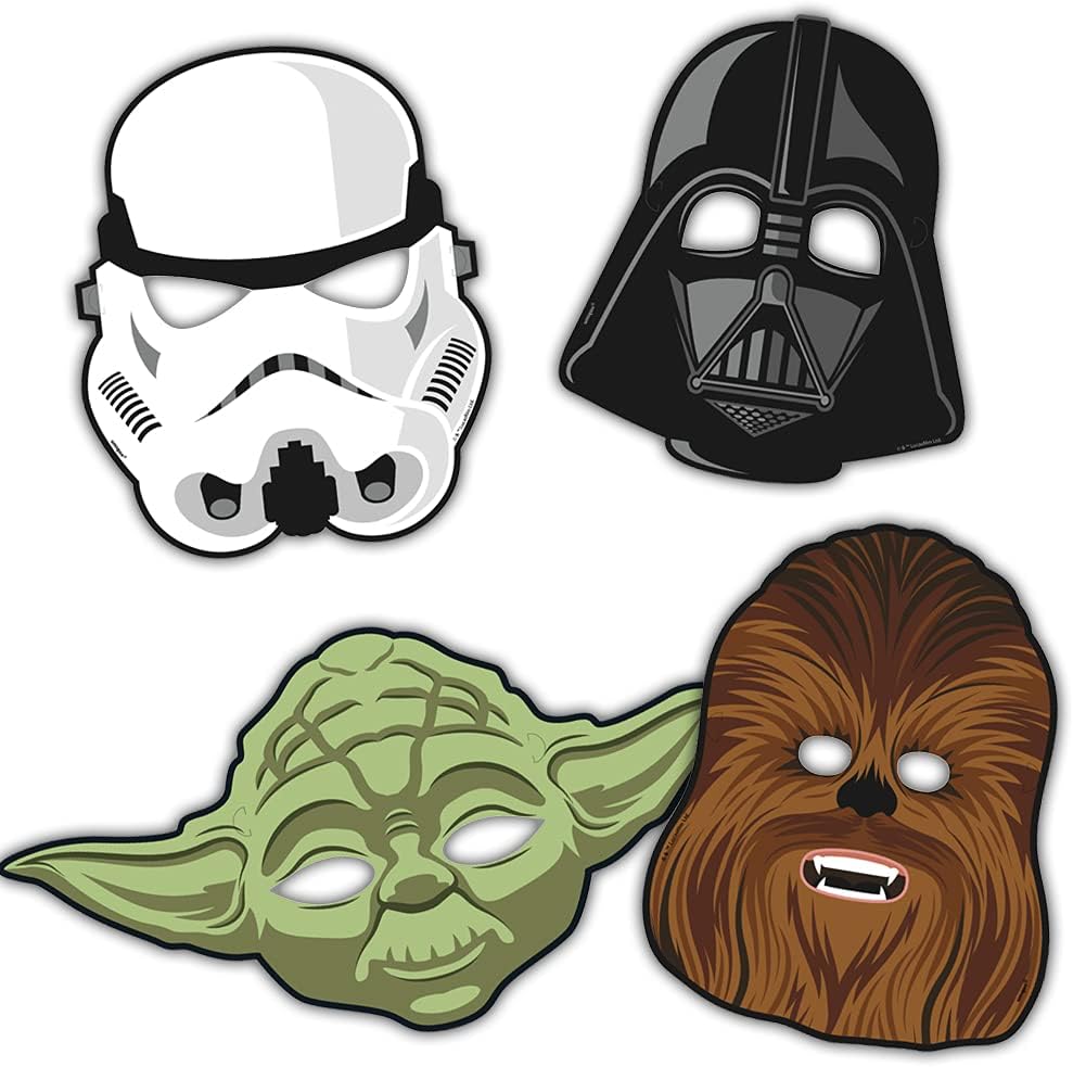 Multicolor Star Wars Classic Party Masks (Set of 8) - Iconic eco-friendly material, perfect for epic themed parties and galactic celebrations!