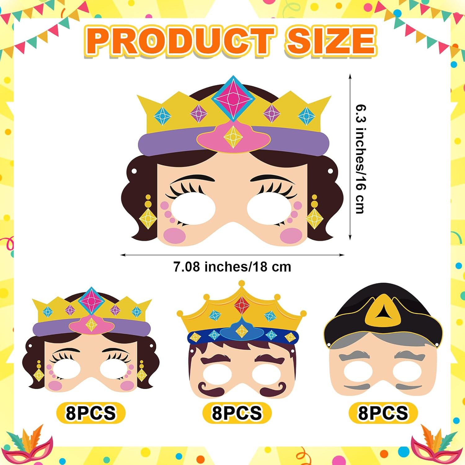 24 Pack Kids Purim Masks