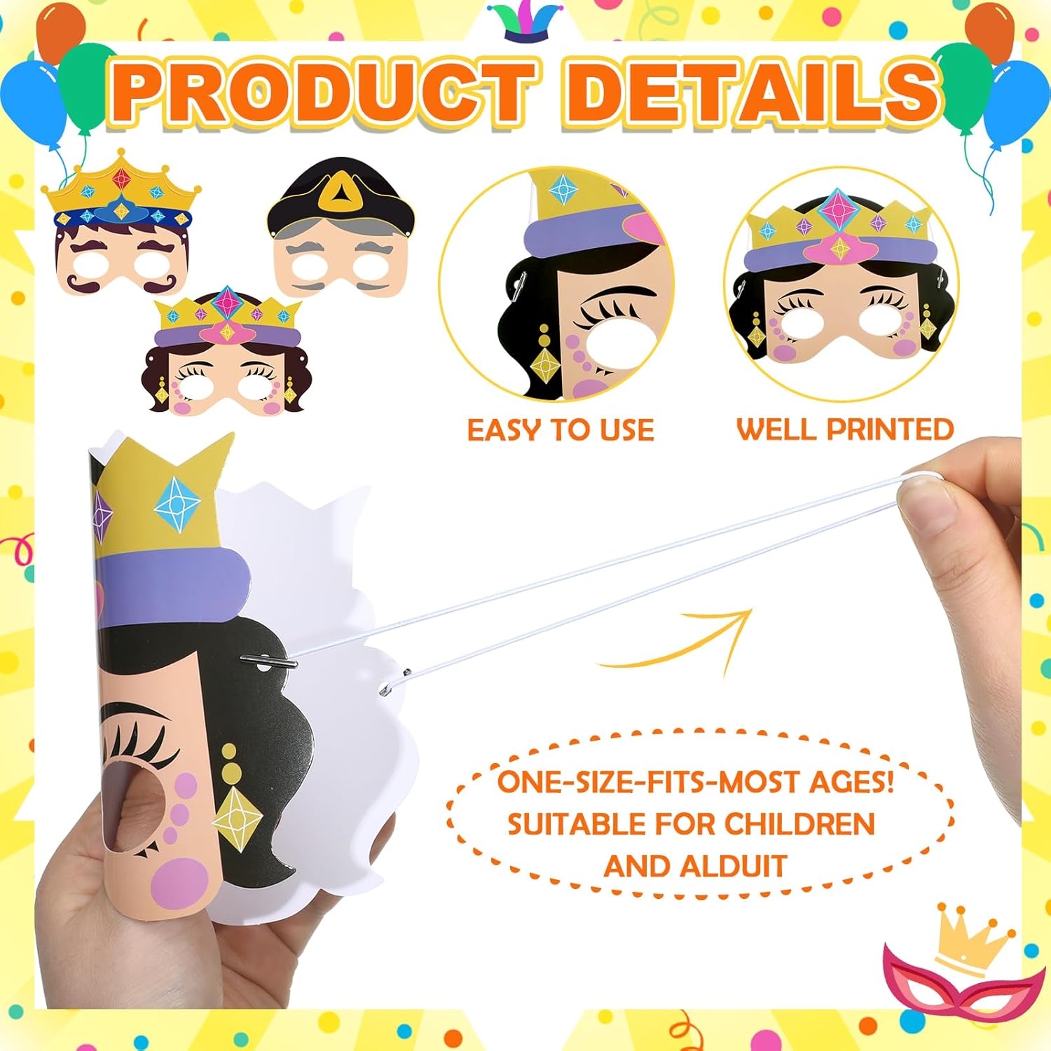 24 Pack Kids Purim Masks