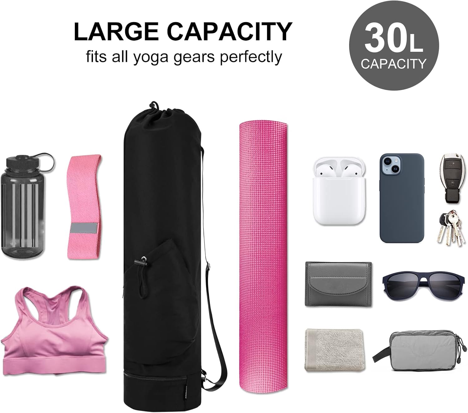 Yoga Mat Bag with Water Bottle Pocket